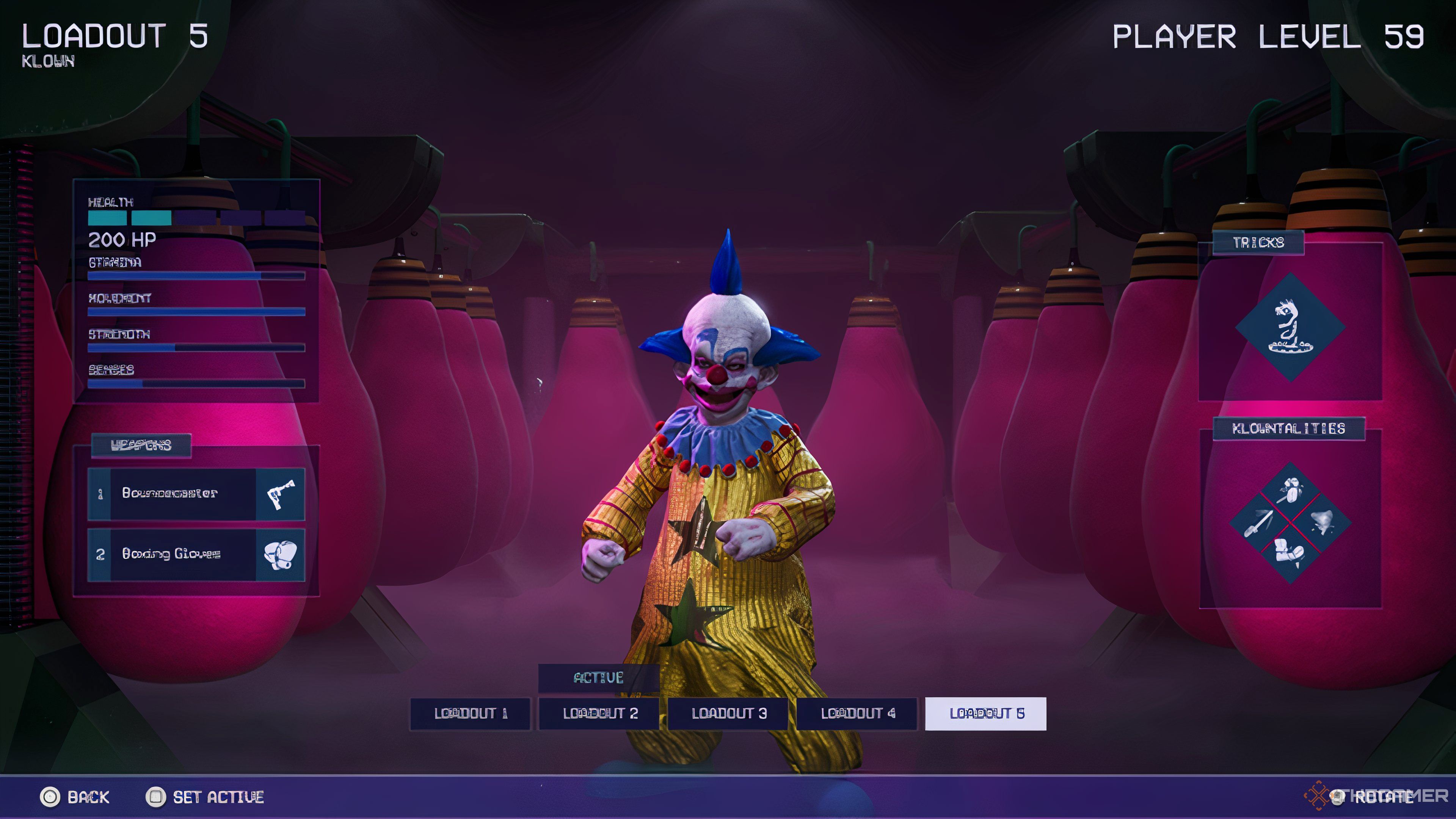 Brawler Klown Type in loadout menu in Killer Klowns From Outer Space: The Game.