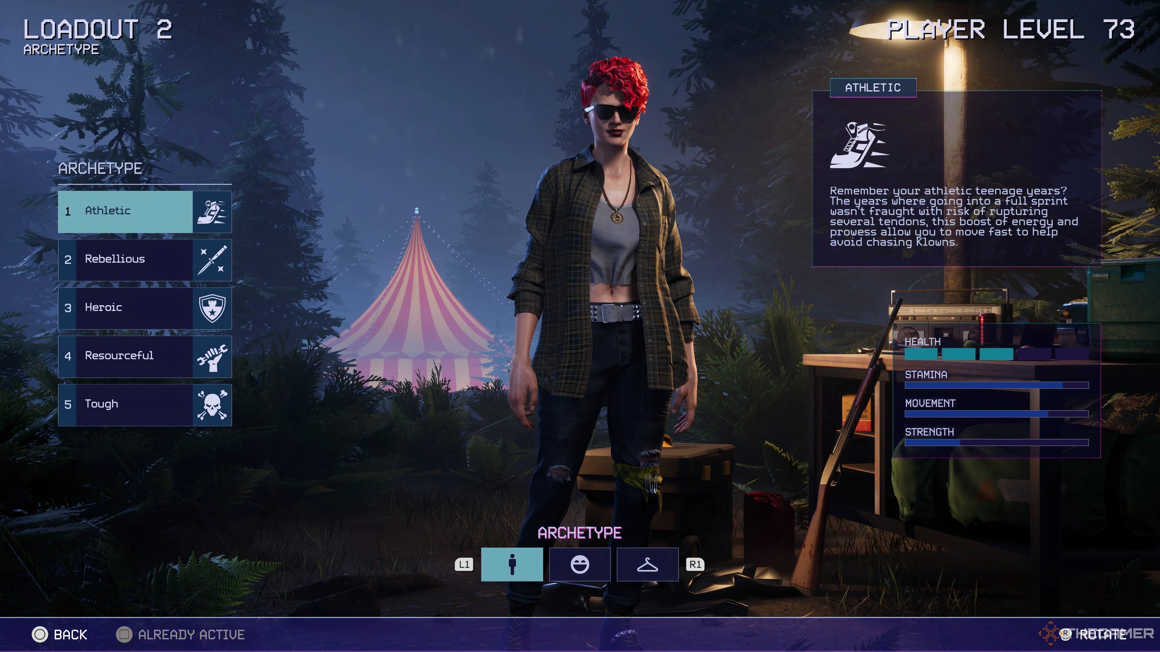 Changing Human Loadout in Killer Klowns From Outer Space: The Game.