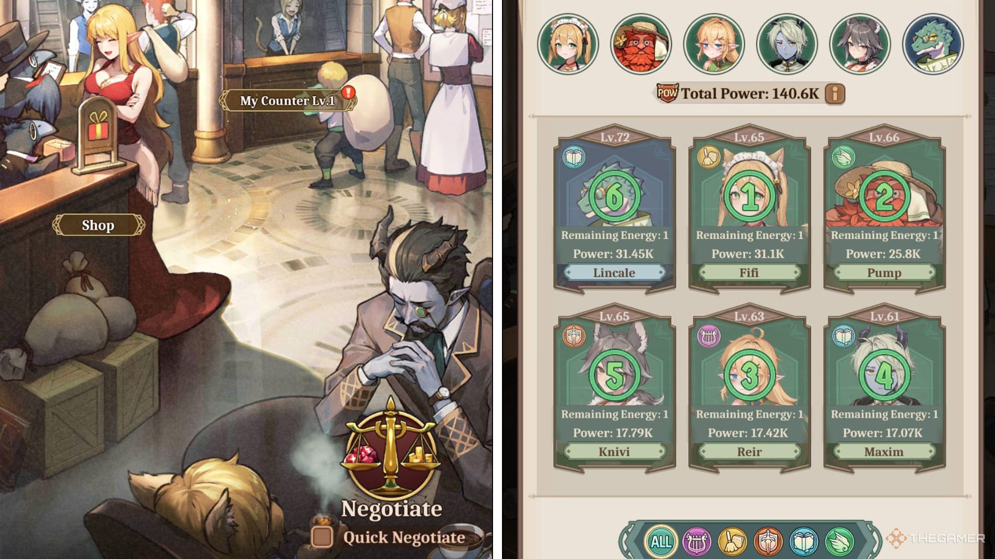 Isekai Slow Life -  People are negotiating in trading post section and player's negotiation team on right side