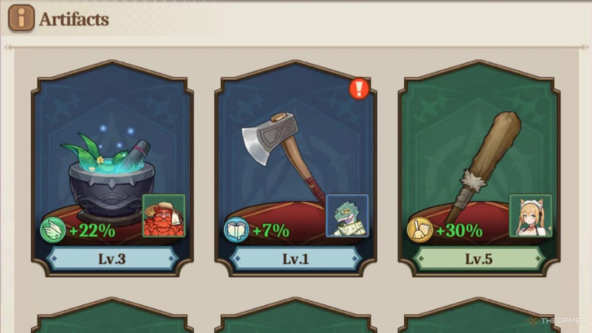 Isekai Slow Life - some arficats and their owners are listed in Arfiacts menu