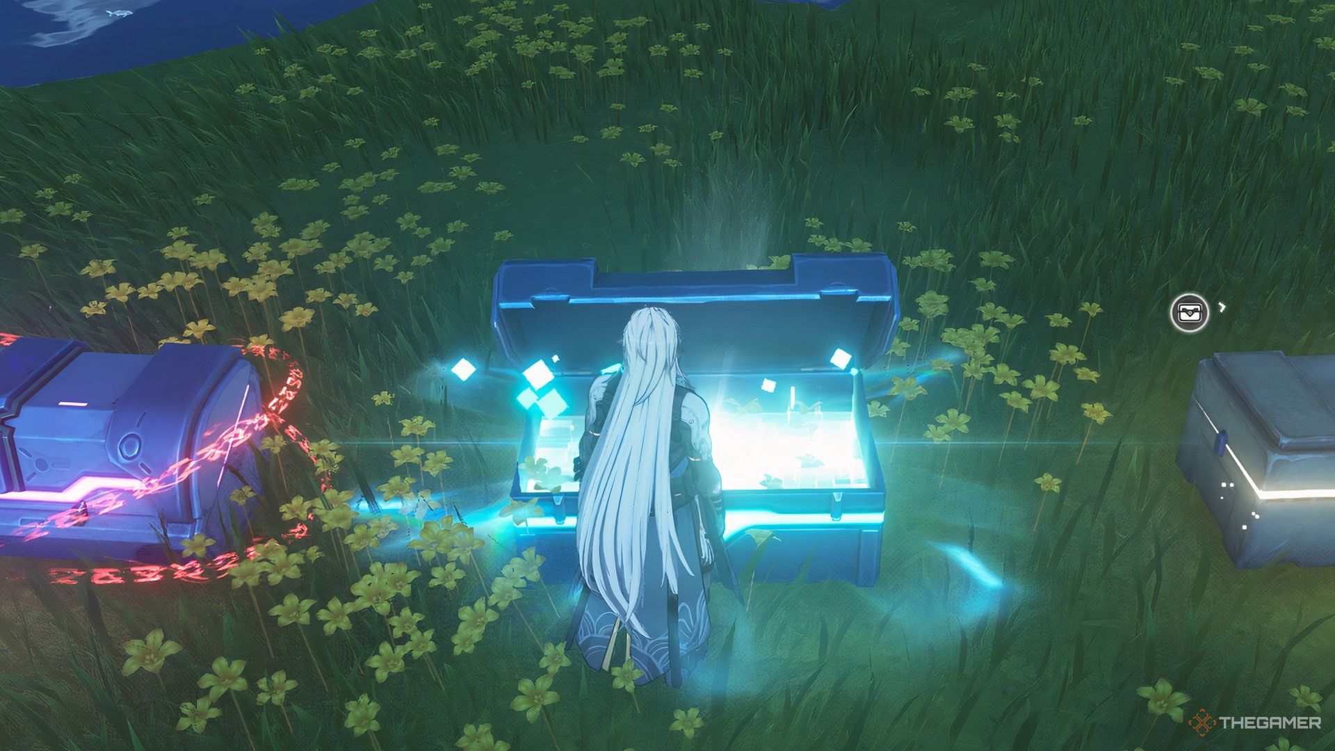 Calcharo opening a chest in Wuthering Waves, obtaining Echo EXP 