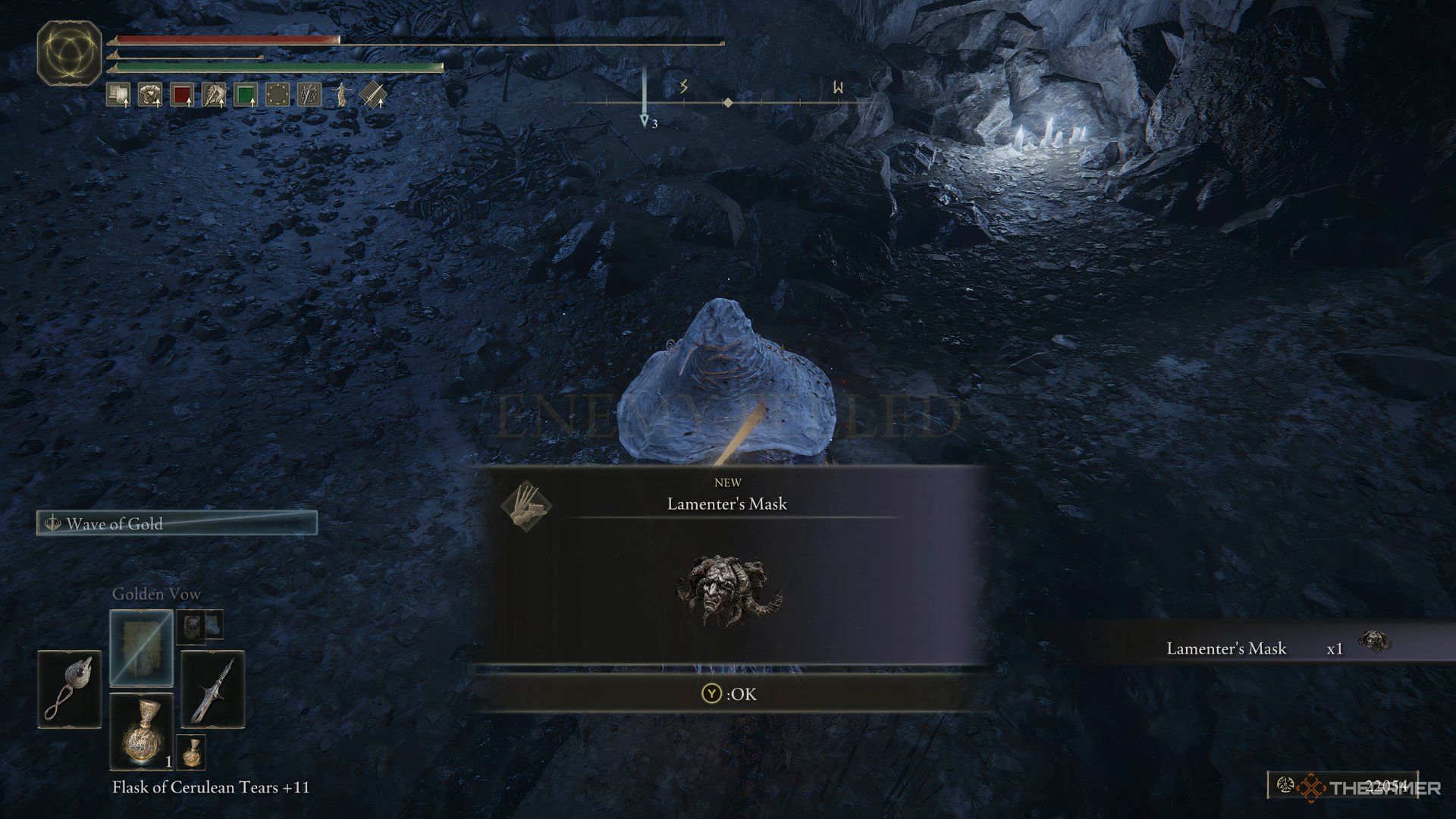 Player receives the Lamenter's Mask after defeating Lamenter in Elden Ring: Shadow of the Erdtree.