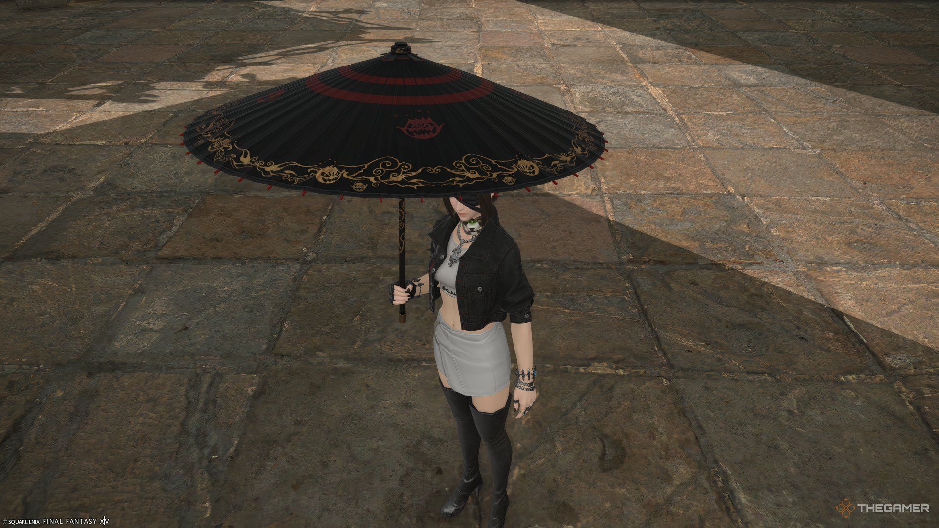 A player holding the bomb parasol in Final Fantasy 14 Dawntrail.