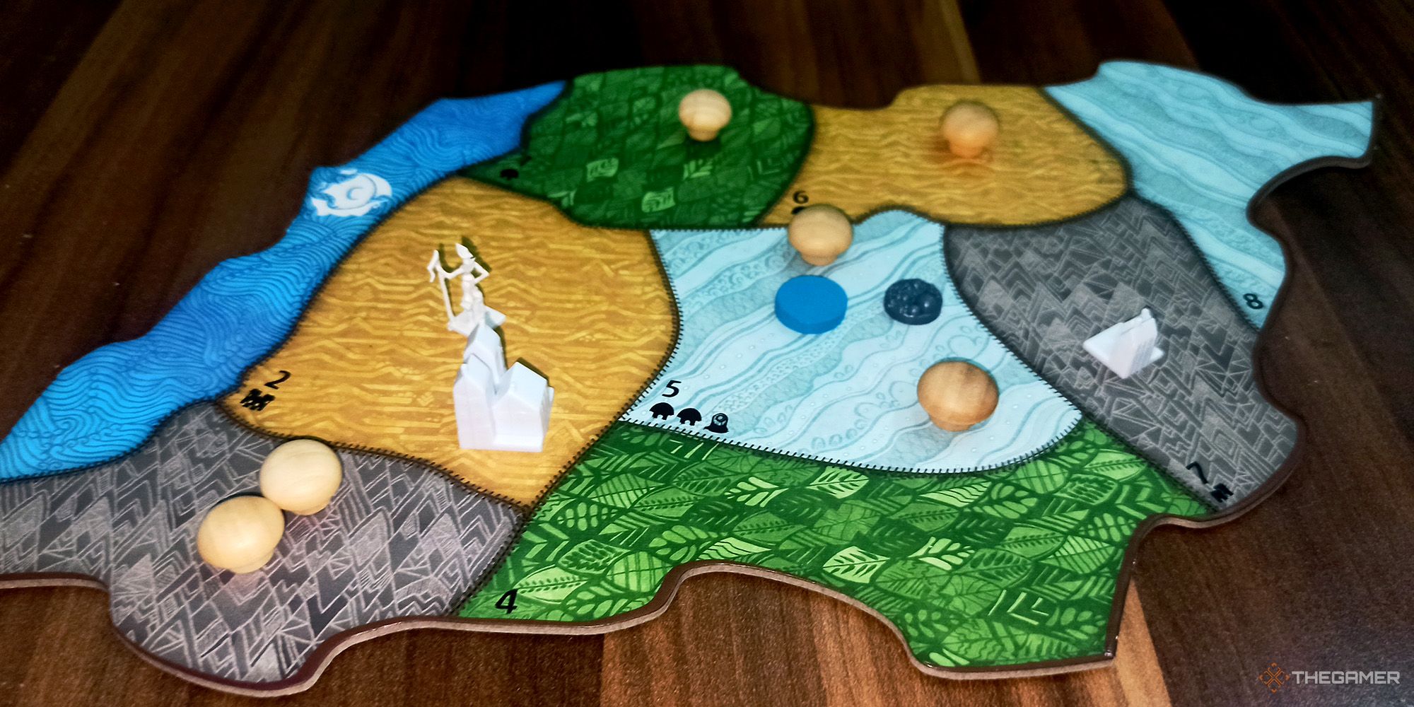 A setup for the Island board for single player is being shown in Spirit Island