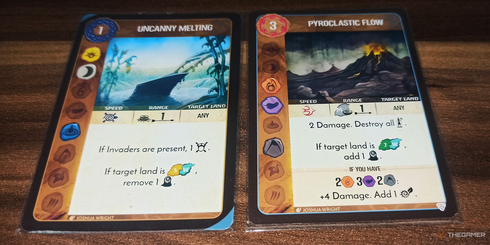  The powers Uncanny Melting and Pyroclastic Flow are shown in Spirit Island