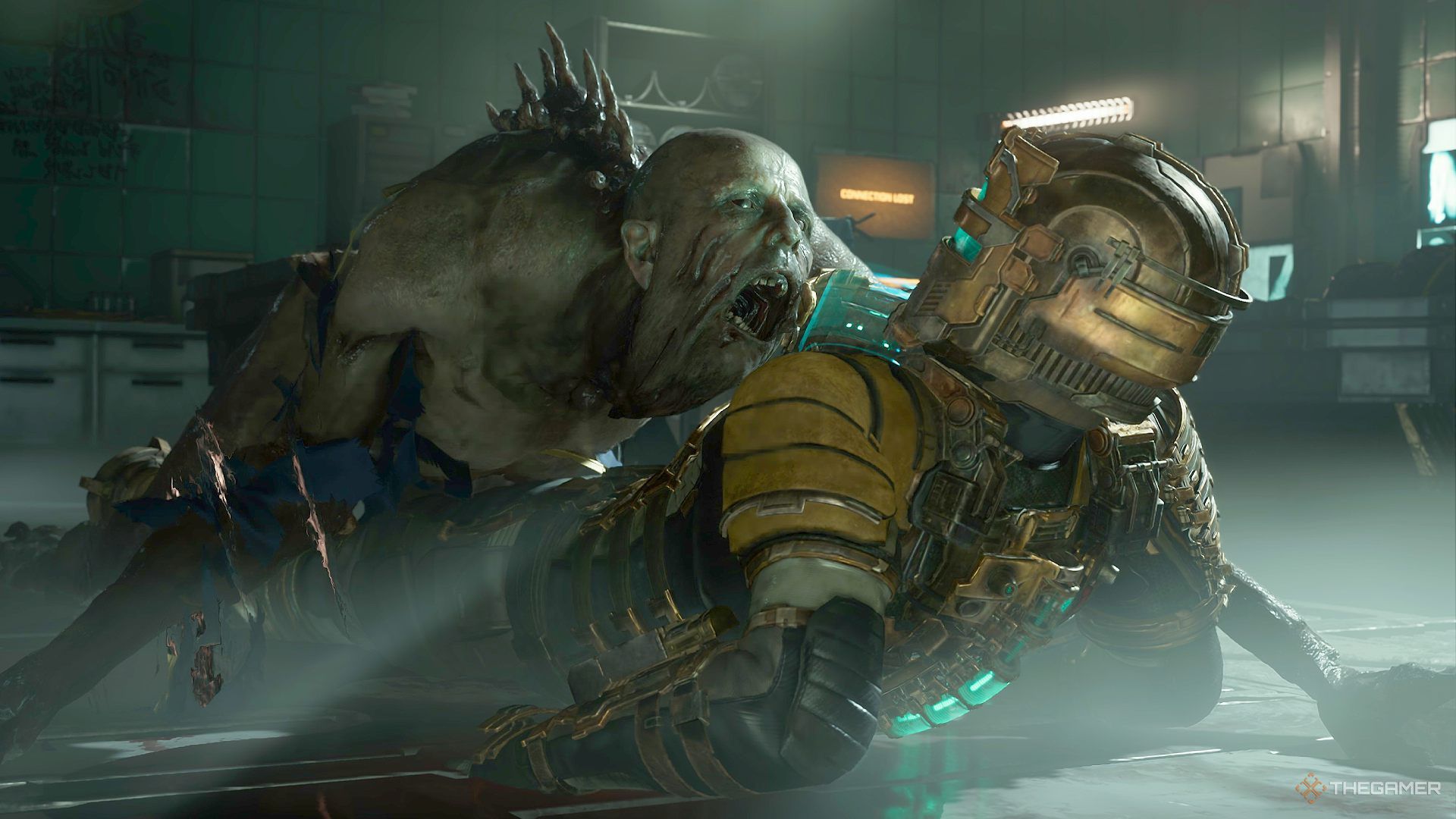 Isaac being attacked by a Necromorph in Dead Space.