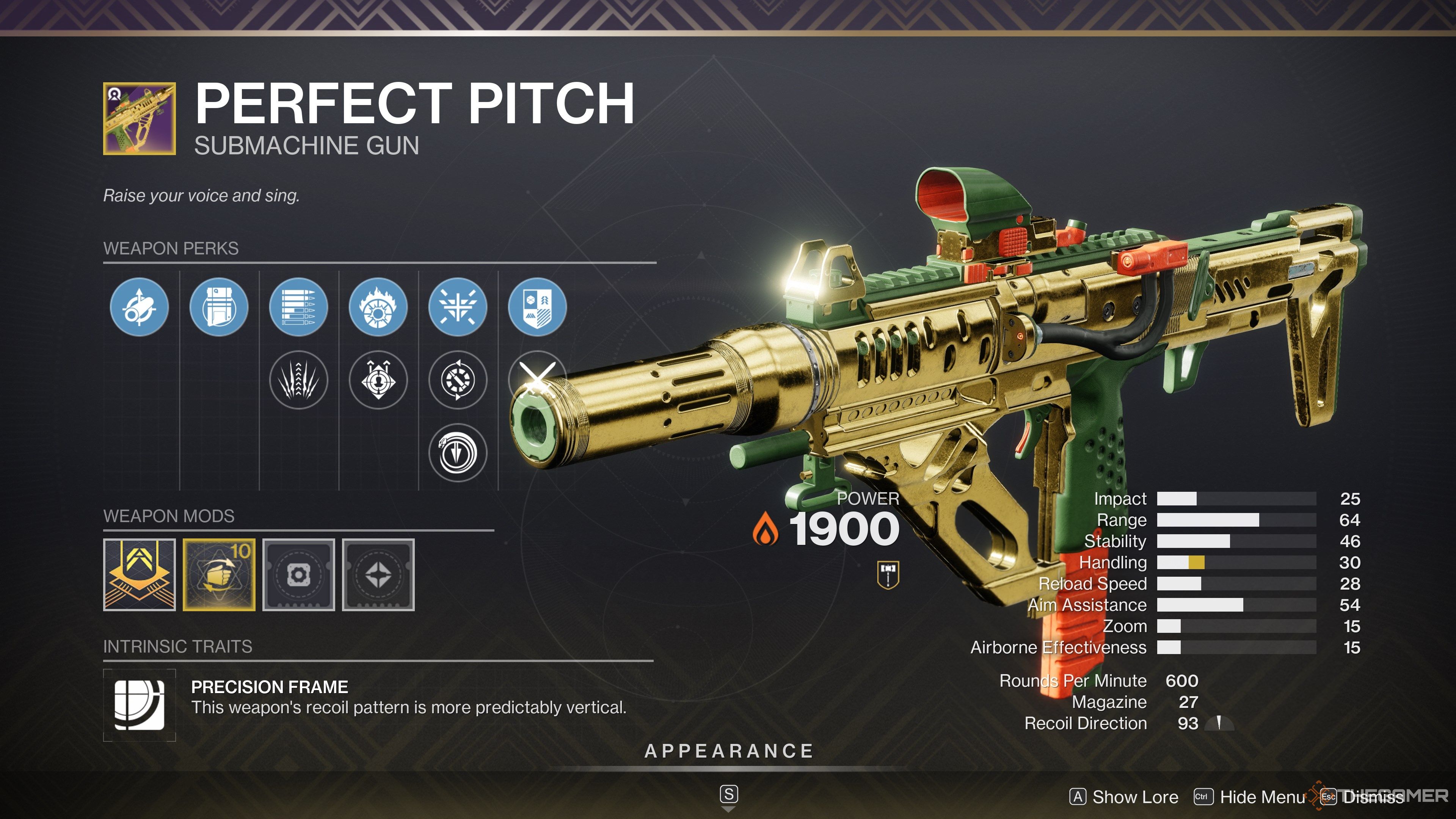Destiny 2 Perfect Pitch Ritual SMG