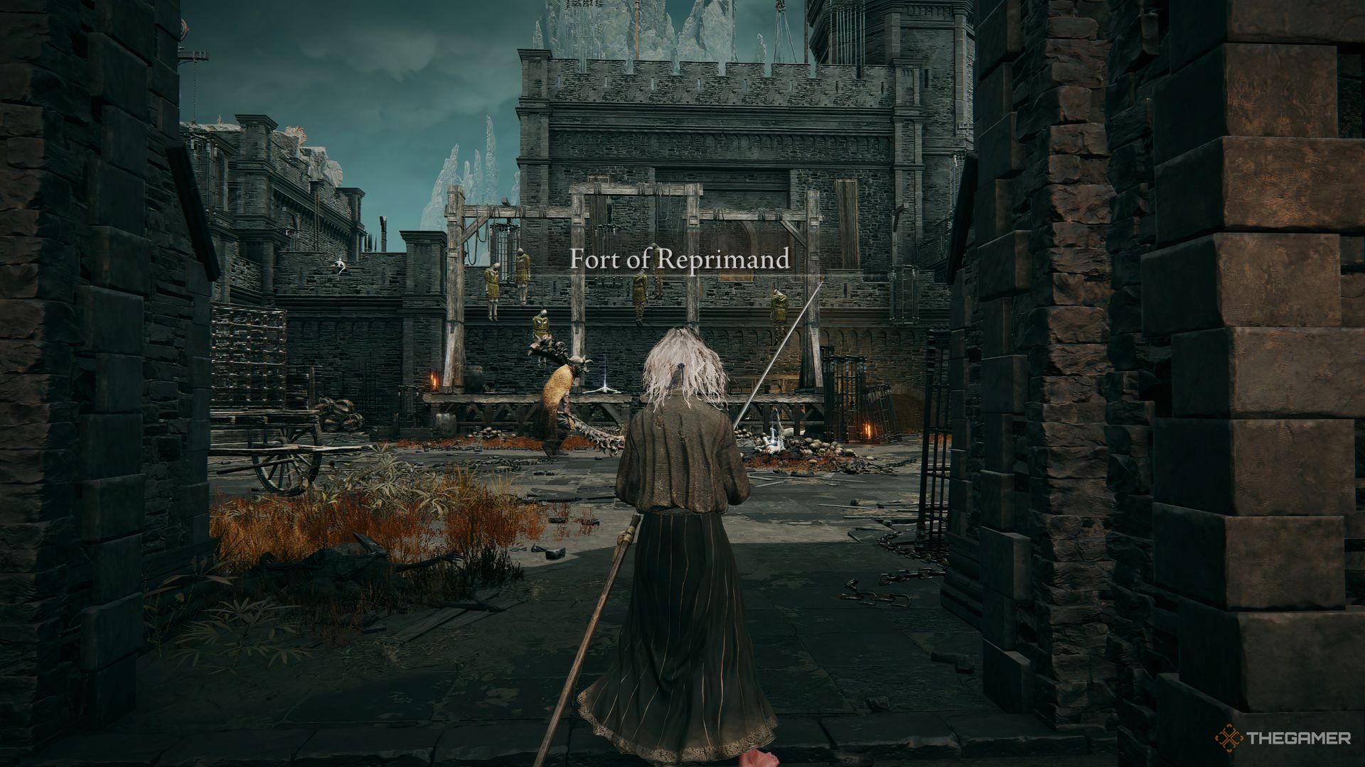 Omenkiller at the main entrance of the Fort of Reprimand