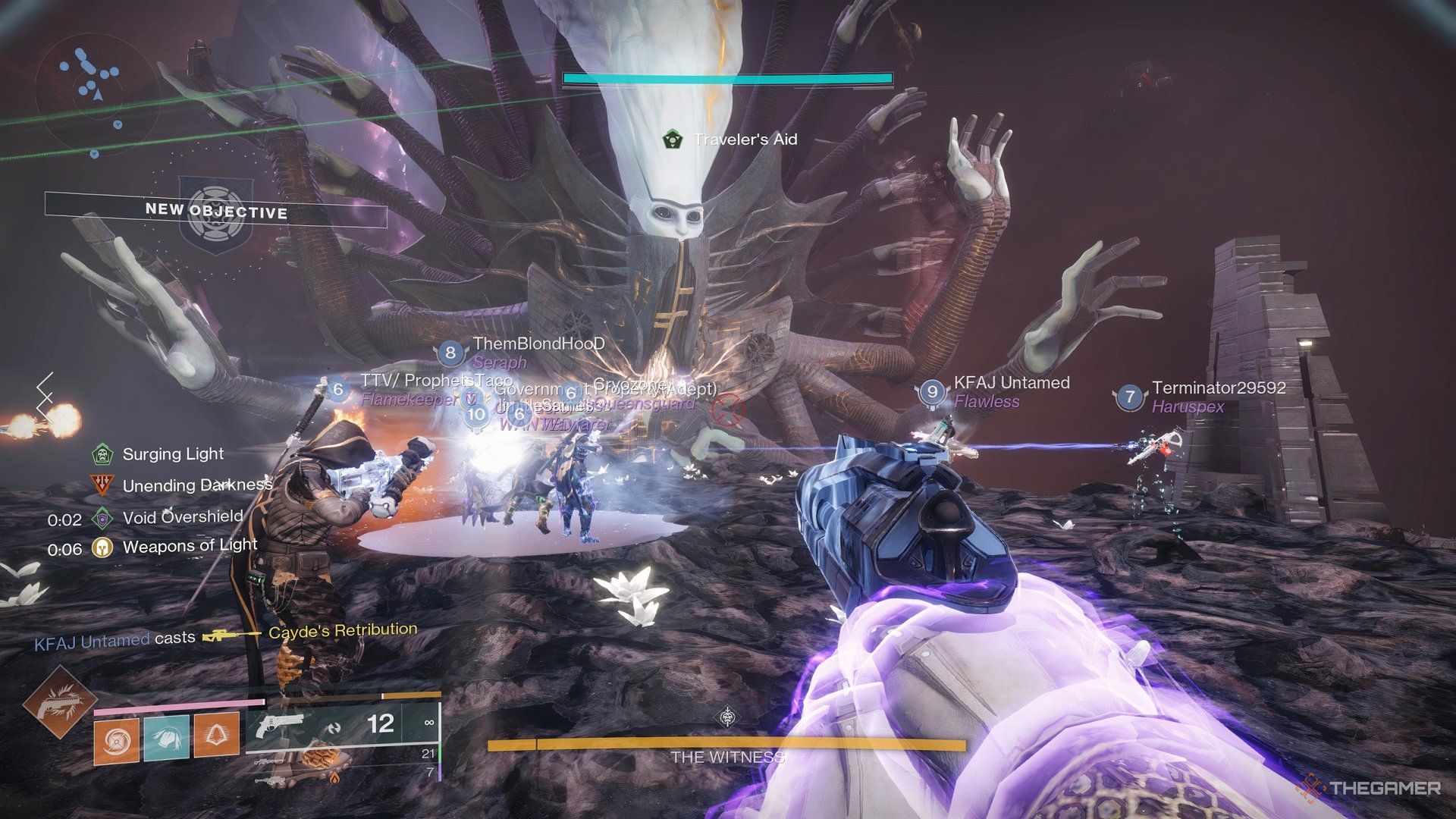Revealing the Witness' weakspot after shooting six Glyphs on its chest to start the DPS phase.