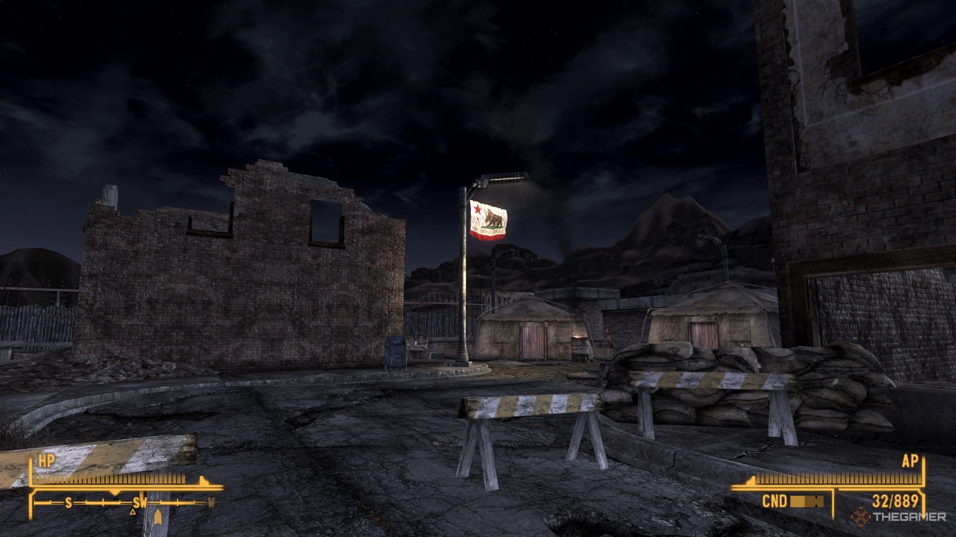 Fallout New Vegas the New California Republic NCR outpost and flag