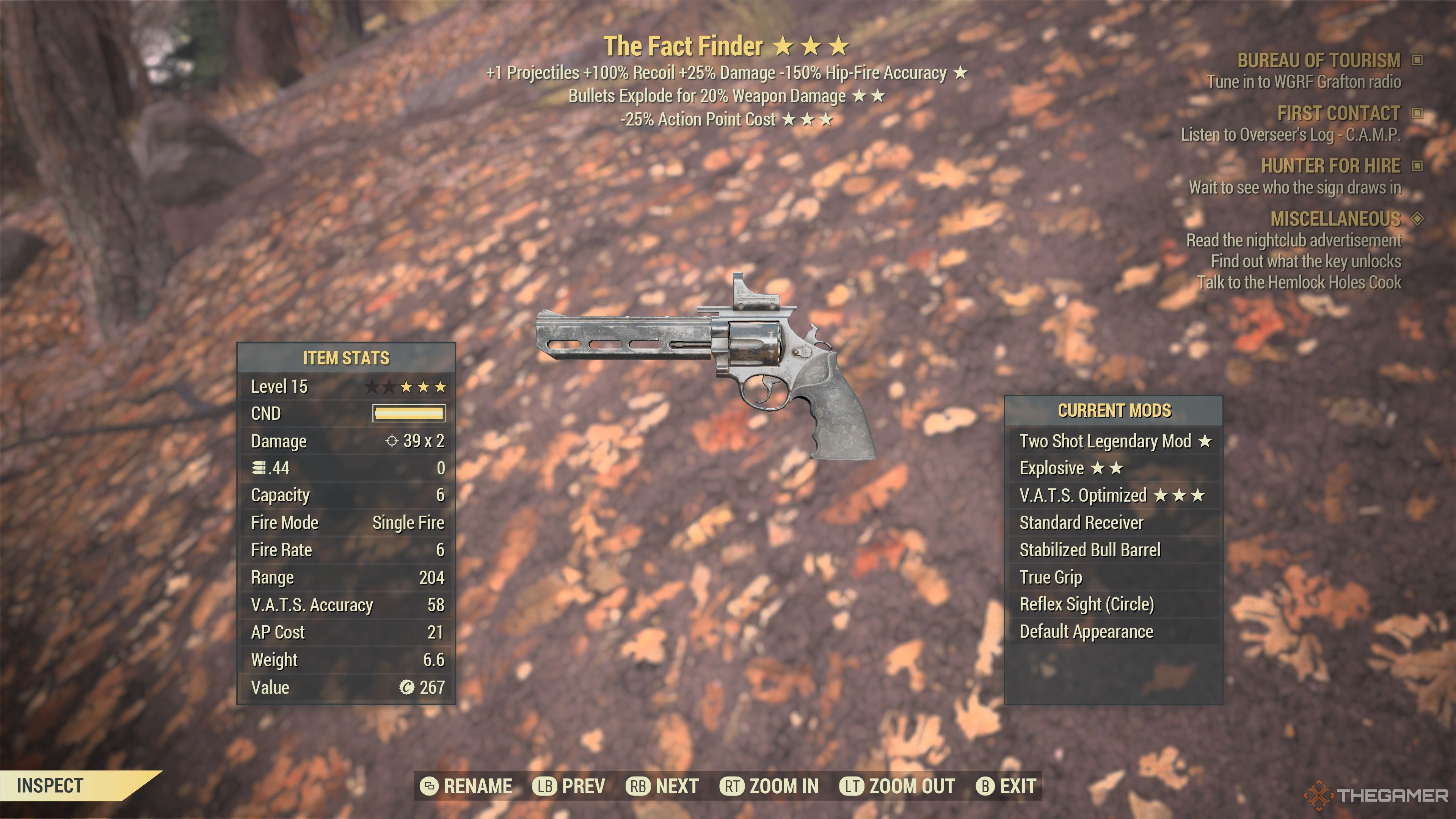 The Fact Finder in the menu of Fallout 76.