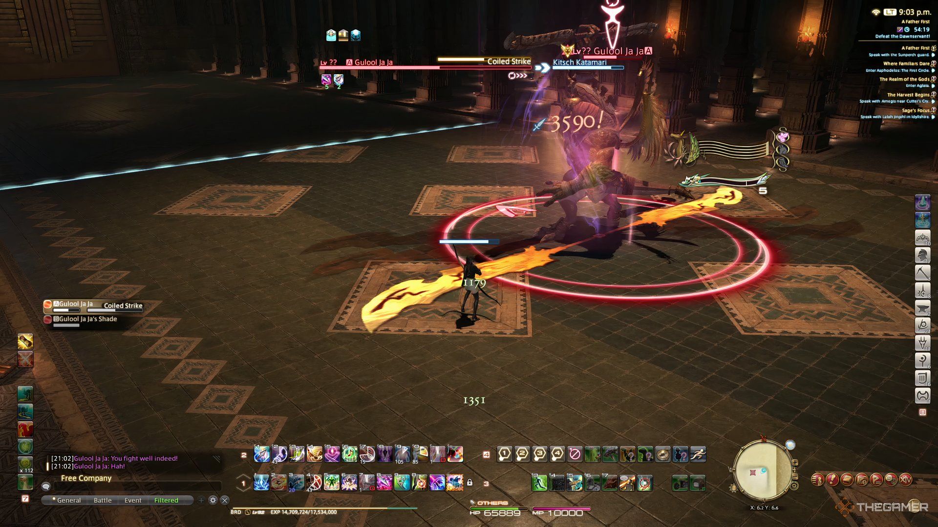 Gulool Ja Ja using Coiled Strike in Final Fantasy 14 Dawntrail.