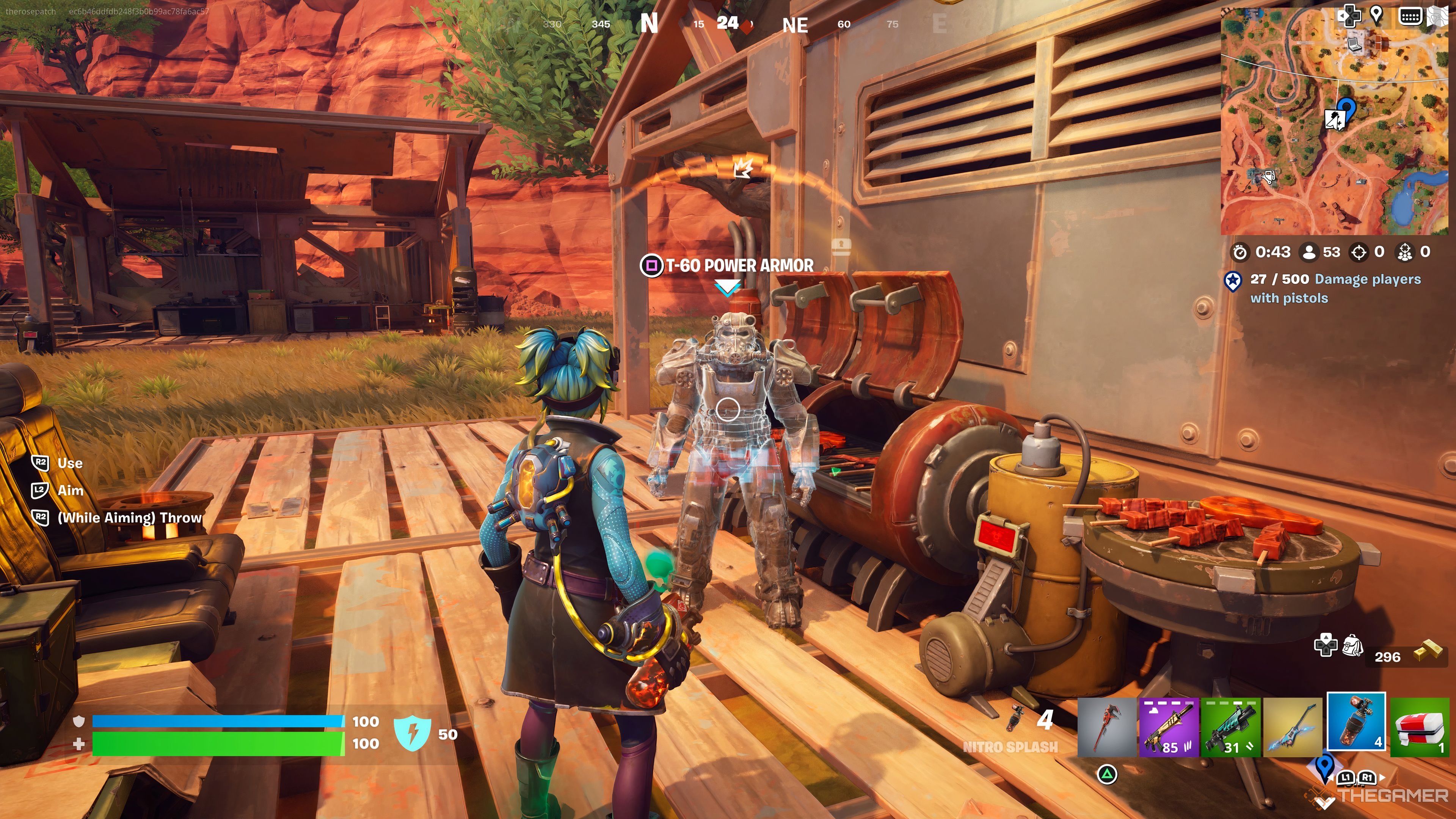 Talking to T-60 Power Armor NPC in Fortnite Chapter 5 Season 3.