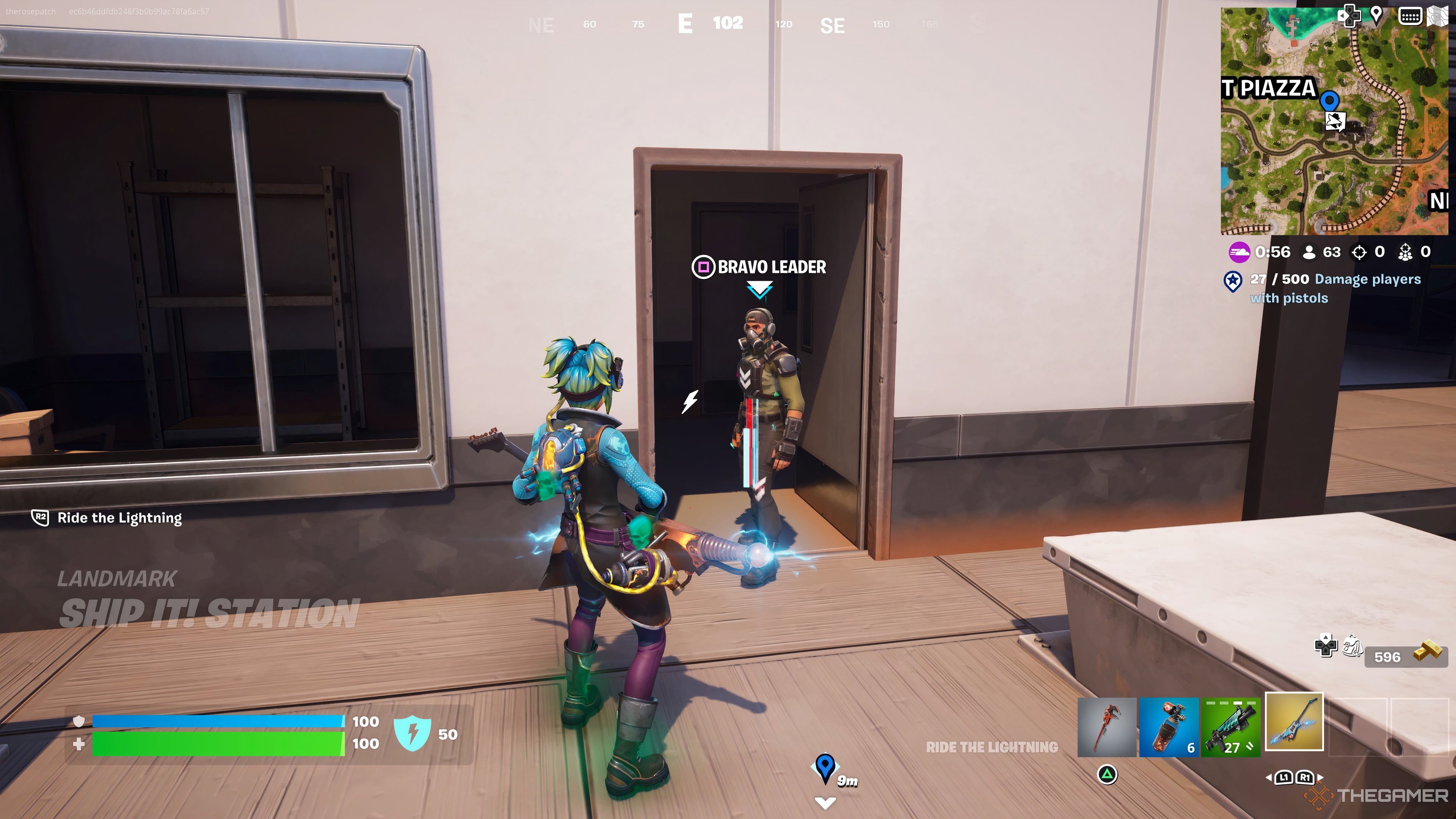 Talking to Bravo Leader at Ship It! Station in Fortnite Chapter 5 Season 3.