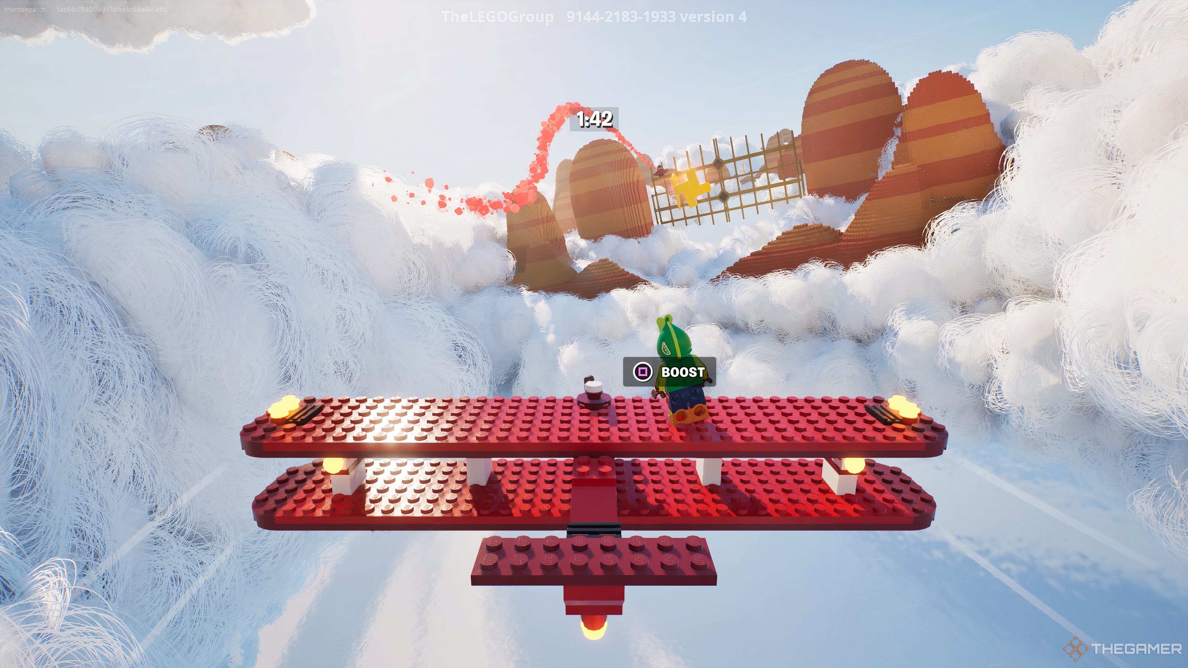 Walking on the wings of a plane in Fortnite Lego Wing Walkers.