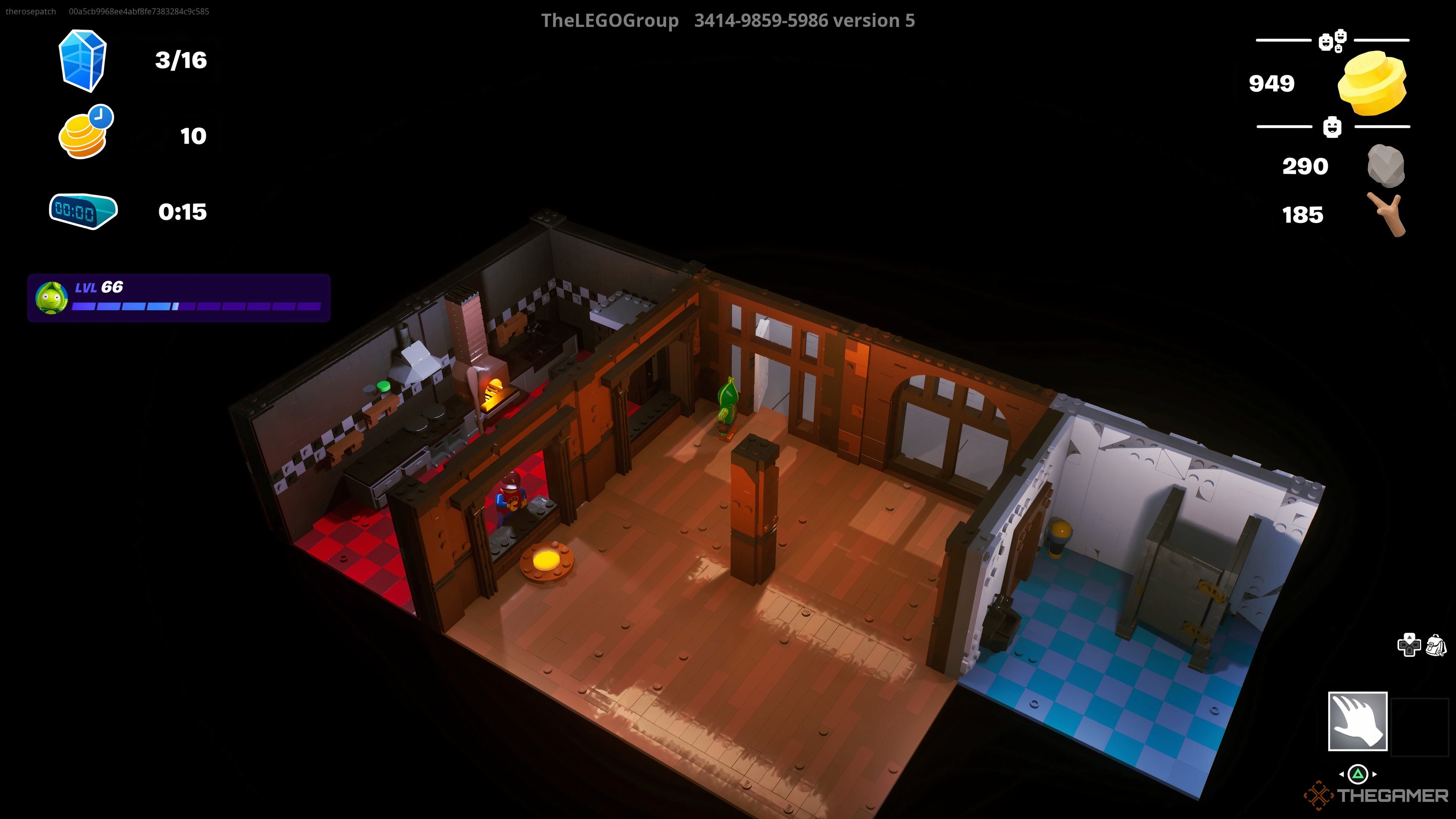 Inside the pizza shop in Lego Fortnite Tilted Towers.
