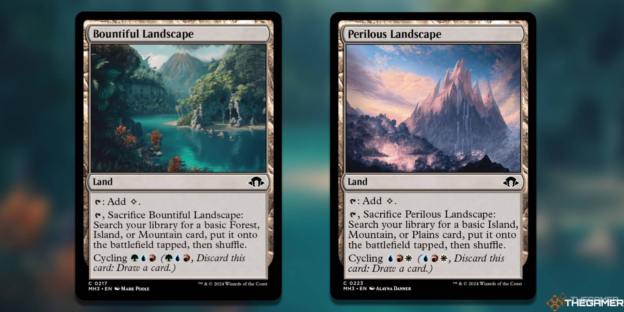 Bountiful Landscape + Perilous Landscape Magic: The Gathering cards