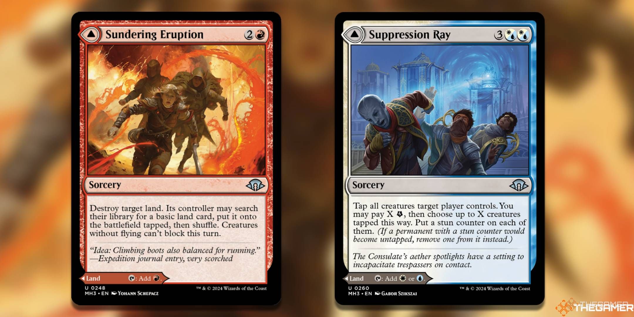 Sundering Eruption + Suppression Ray Magic: The Gathering cards