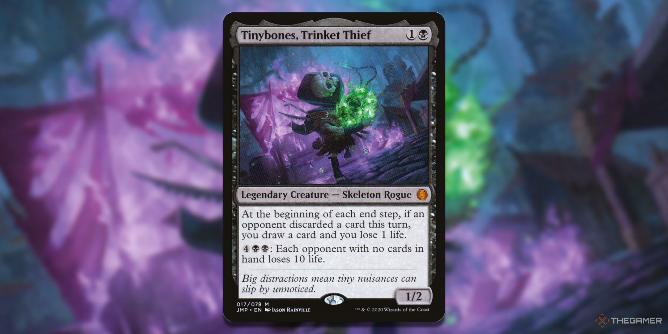 MTG Tinybones Trinket Thief card and art background