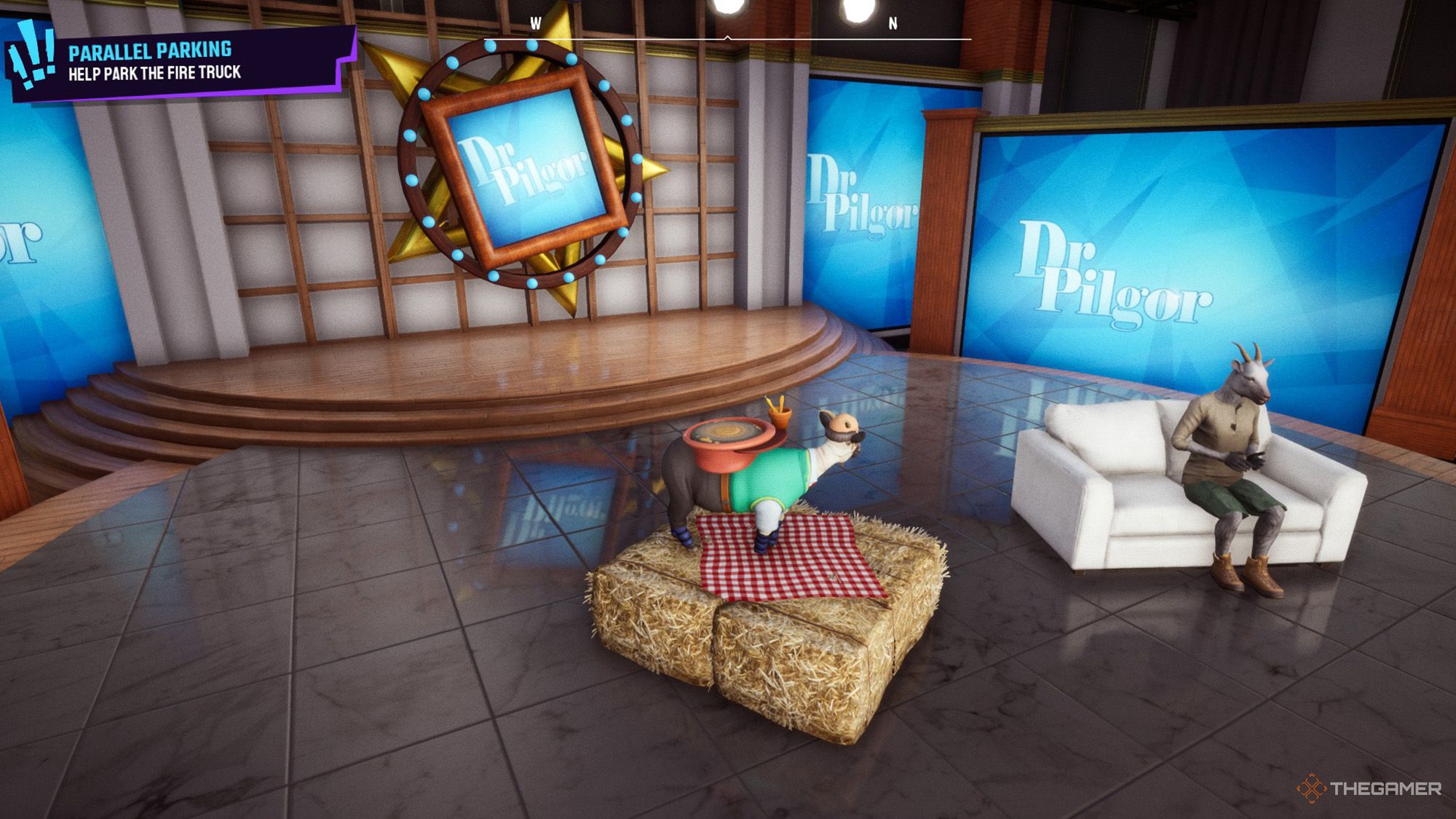 Pilgor is giving advice to people in a show named Doctor Pilgor in Goat Simulator 3