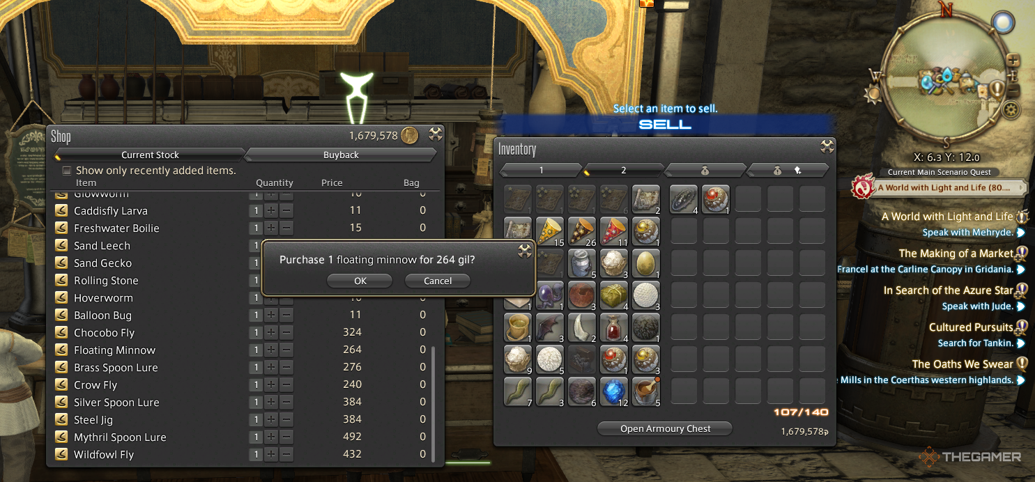 Purchasing a Floating Minnow in Final Fantasy 14