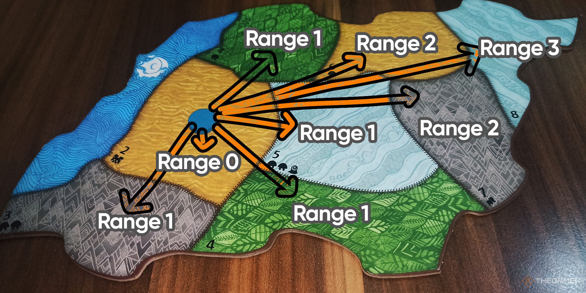 Ranges originating from Presence are shown on the Island Board in Spirit Island