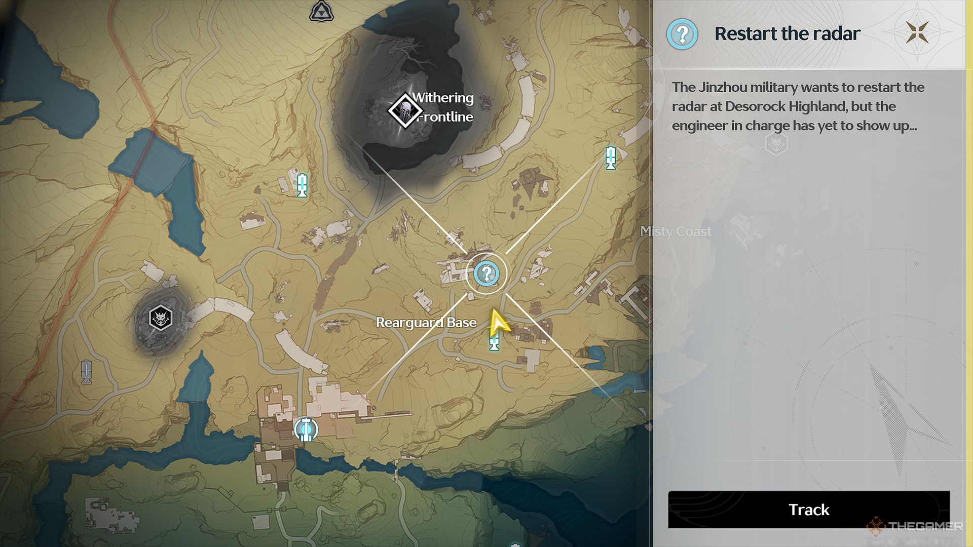 restart the radar quest location and description on map