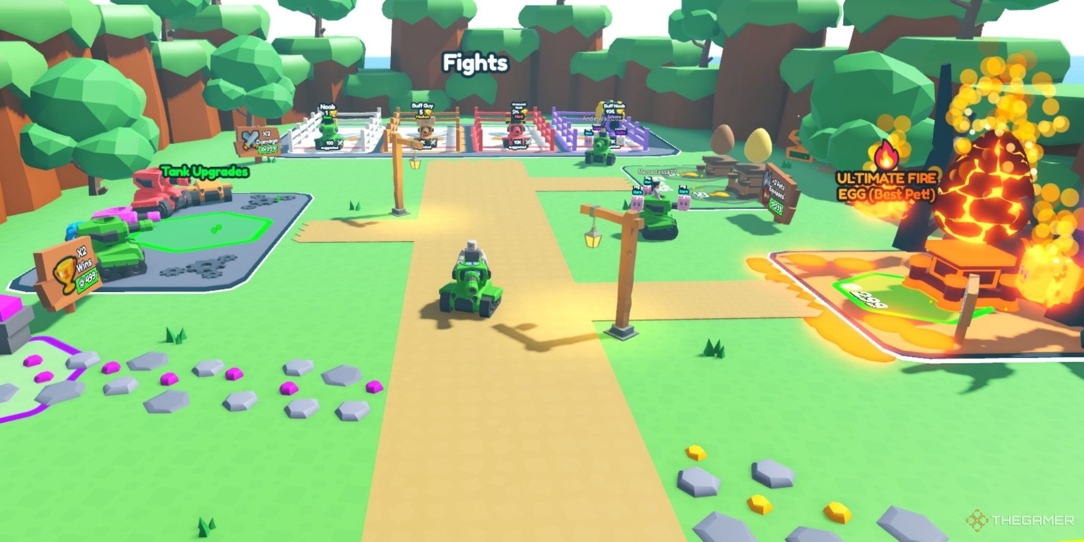 the main area in Tank Fight Simulator on Roblox