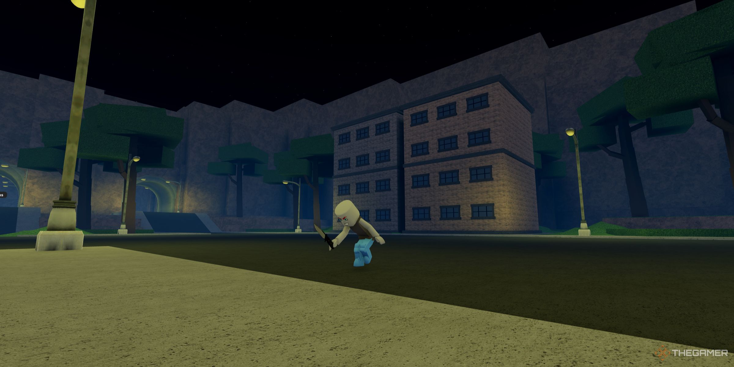 a player using a knife in Flame Hood on Roblox