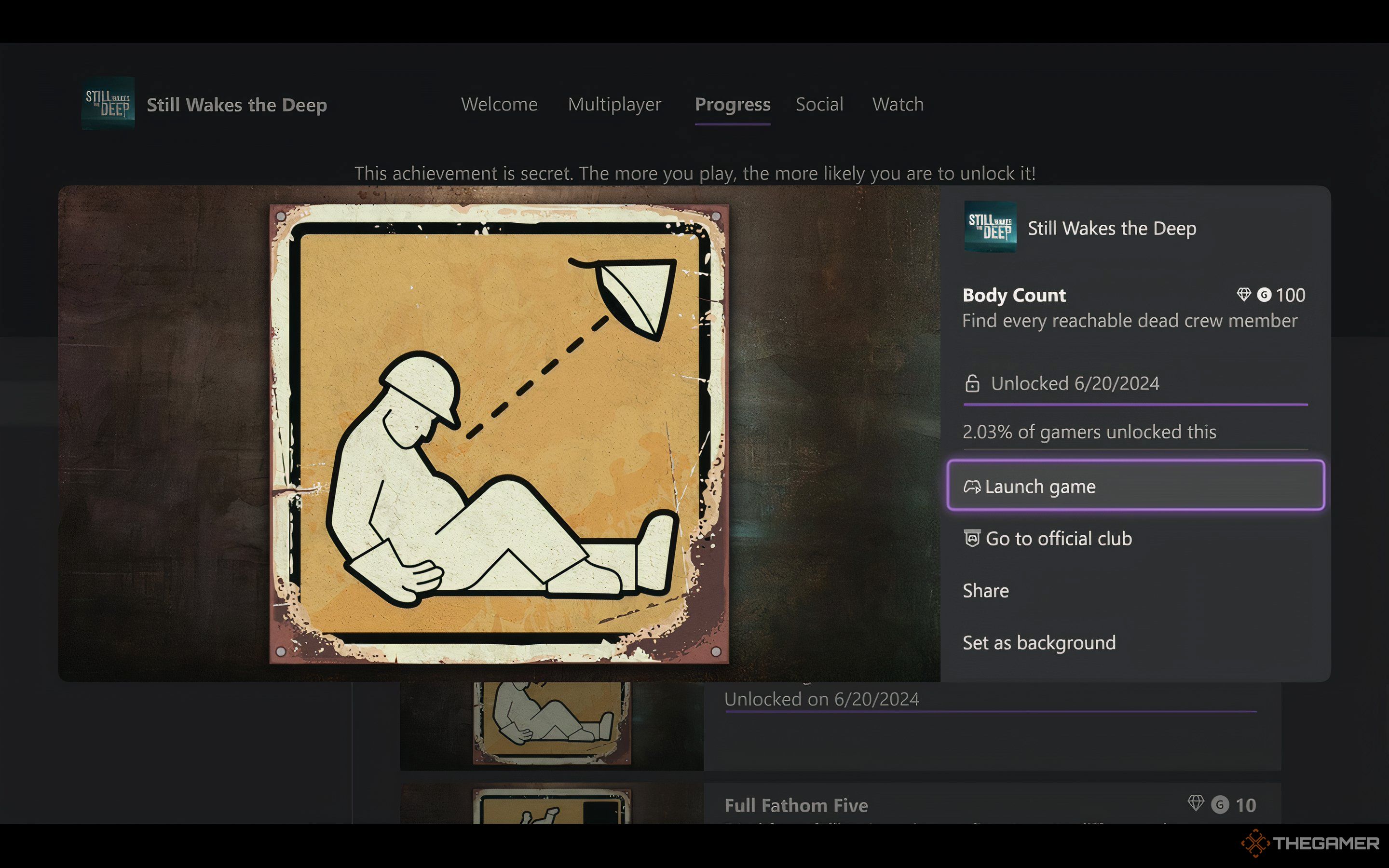 Body Count Achievement screenshot for Still Wakes The Deep