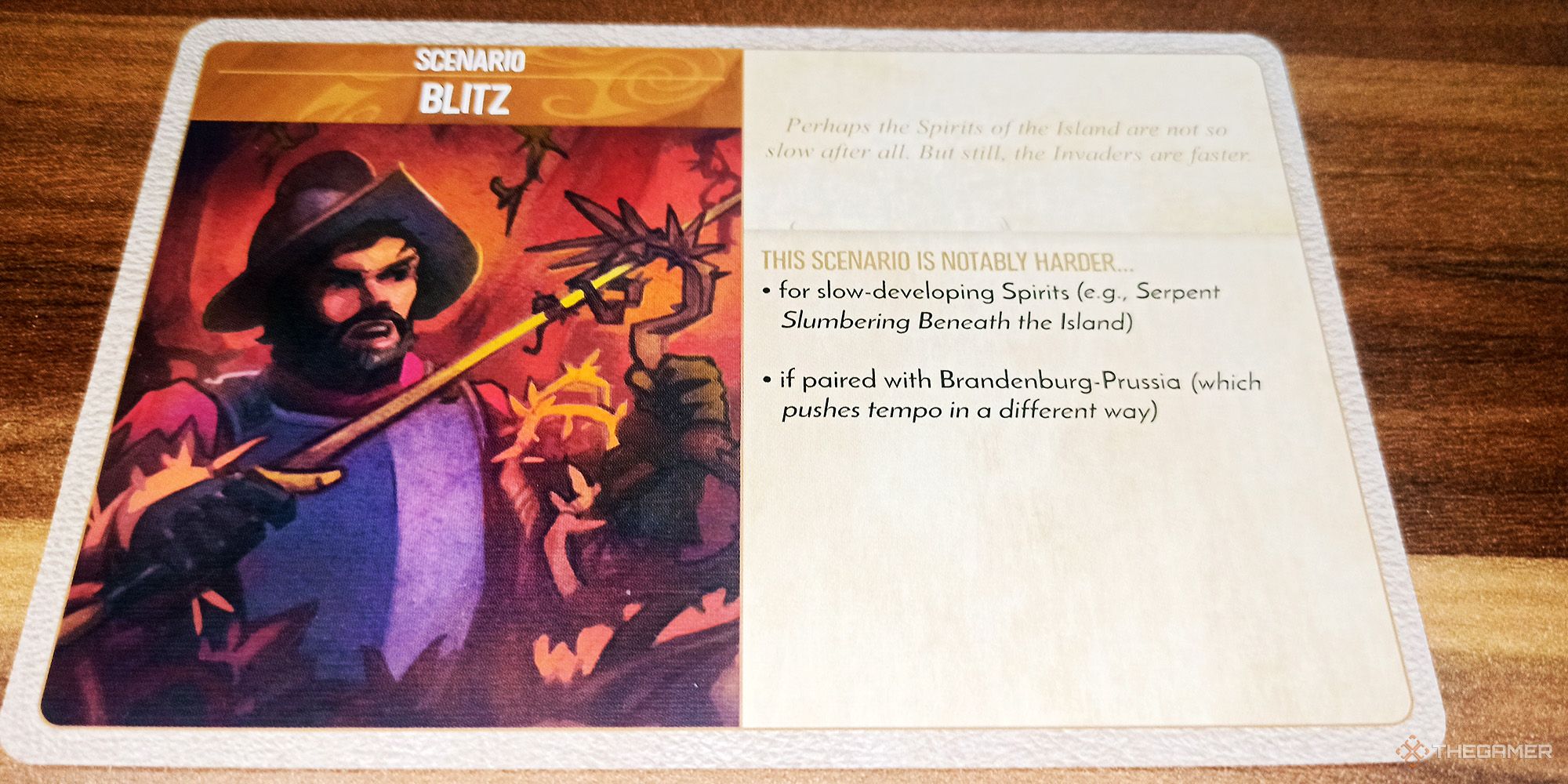 The Blitz scenario card is being shown in Spirit Island