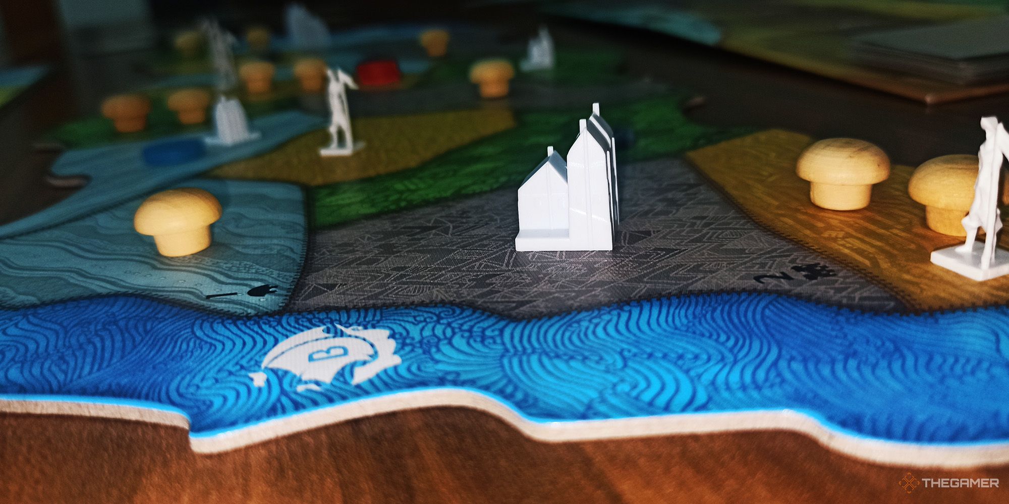 The pieces on Island Board are being displayed in Spirit Island