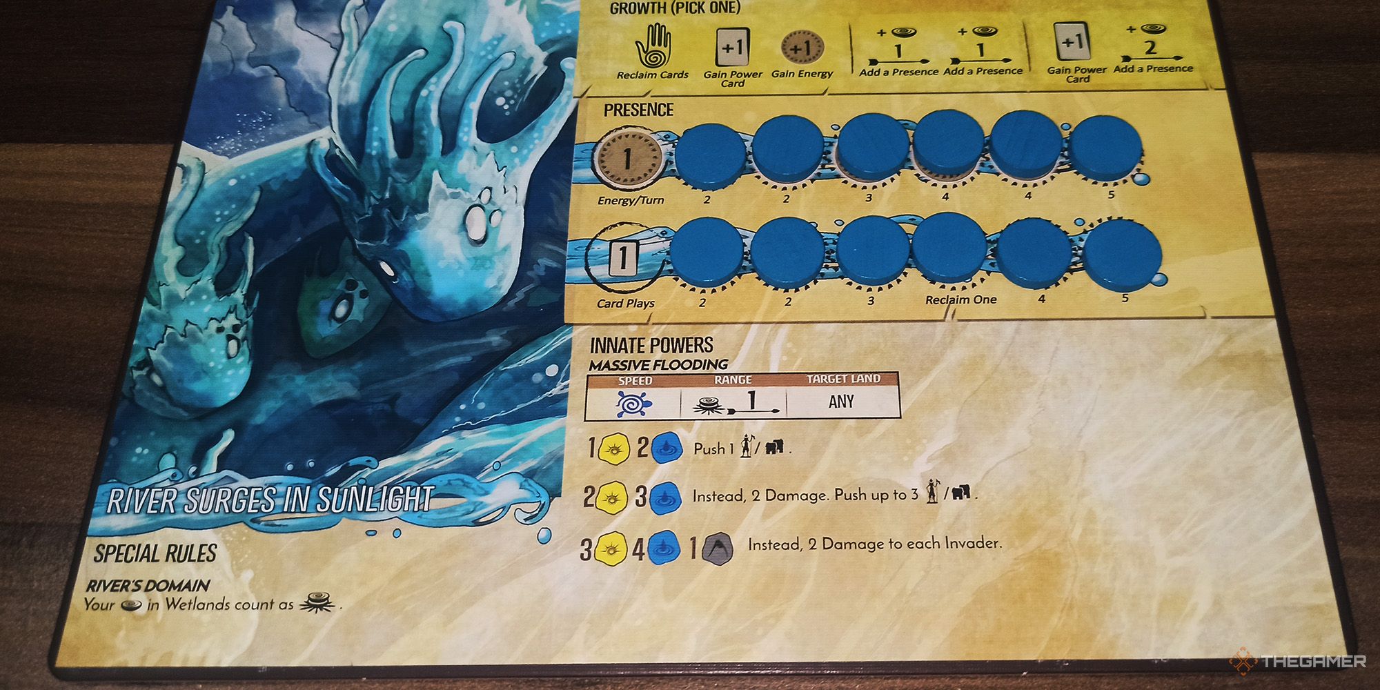 The player sets up the Spirit Panel and places the Presence tokens onto it in Spirit Island