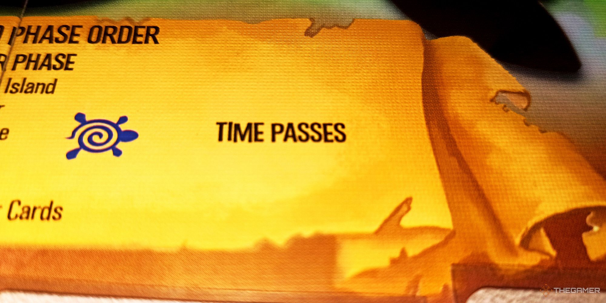 The 'Time Passes' text on the Invader Board is being shown in Spirit Island