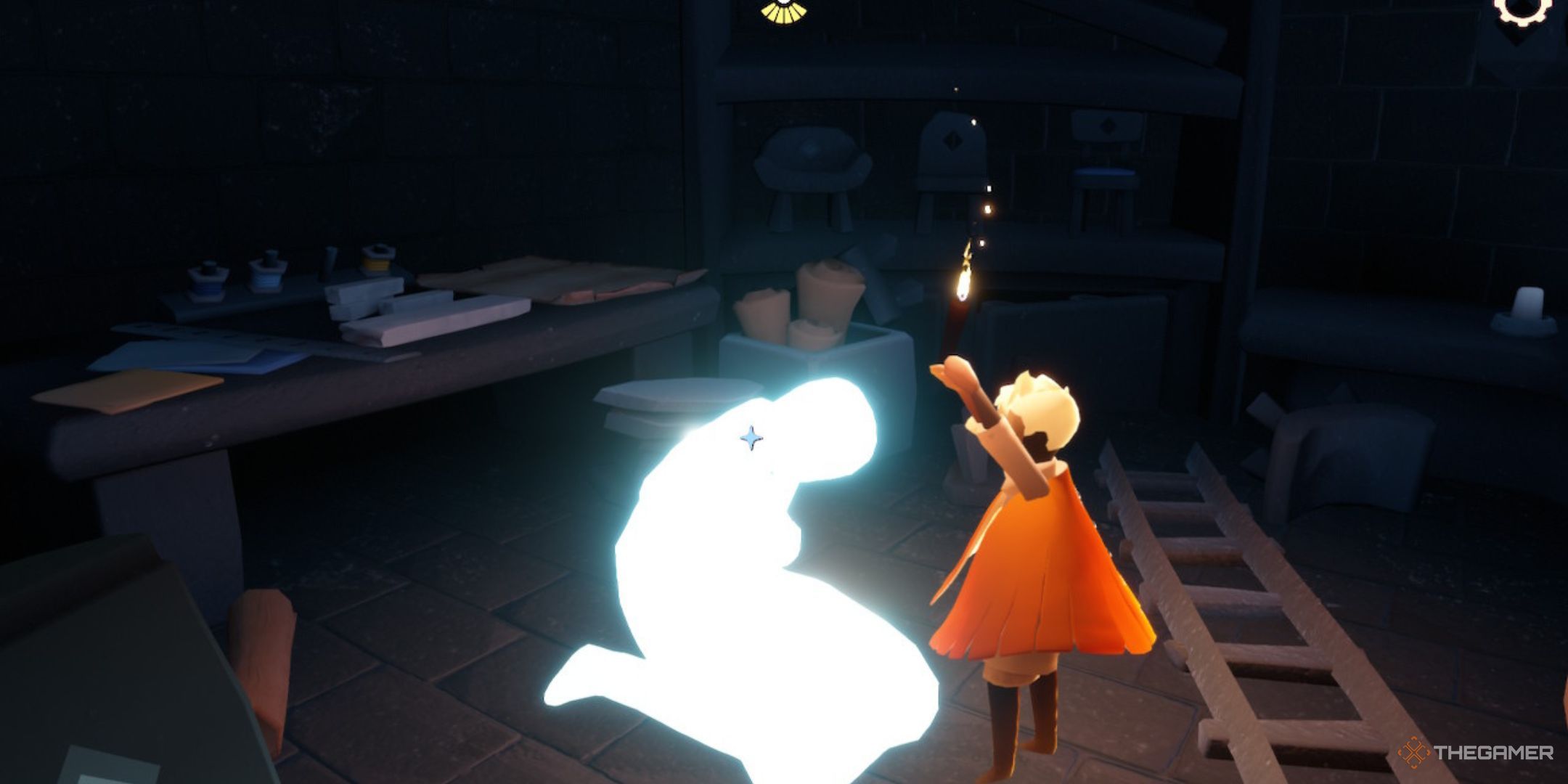 A spirit is glowing, signifying that they're getting ready to speak 
