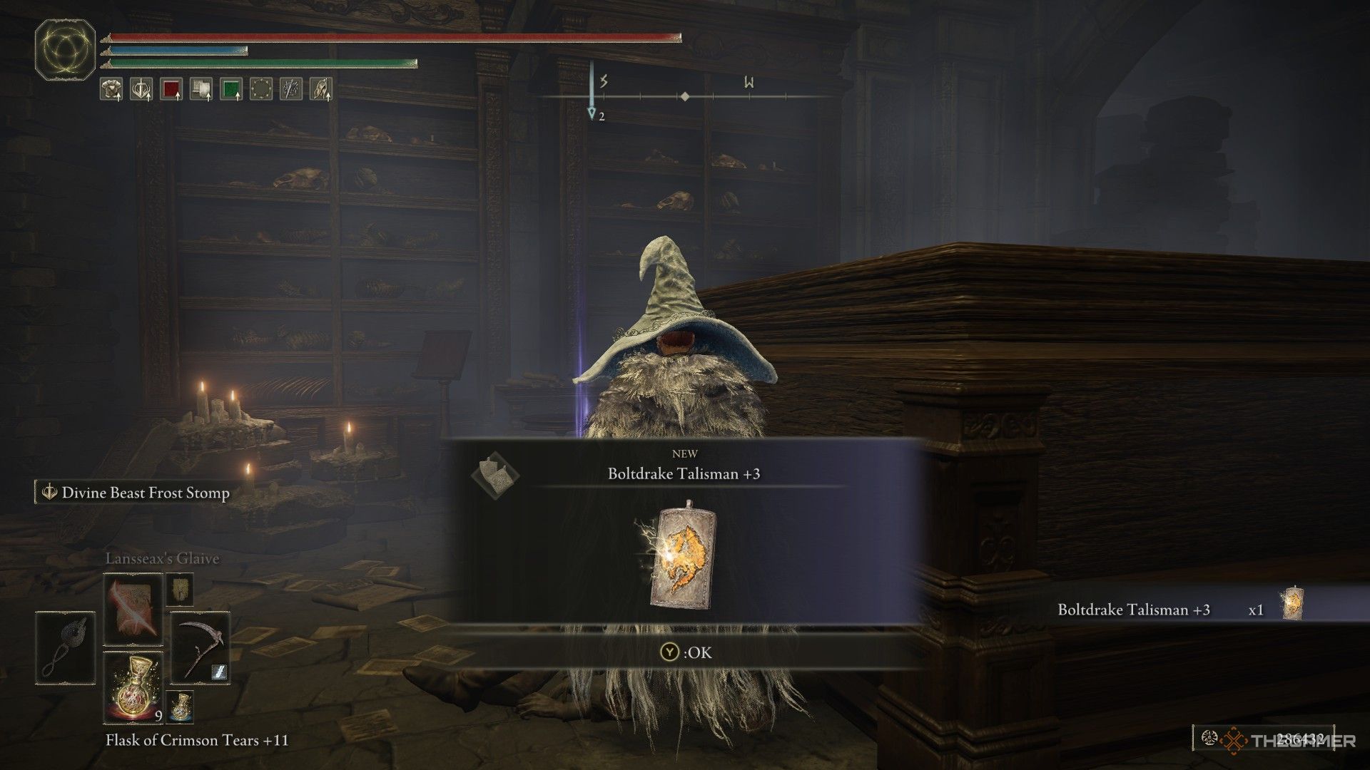 Player finds the Boltdrake Talisman +3 in Shadow Keep in Elden Ring: Shadow of the Erdtree.