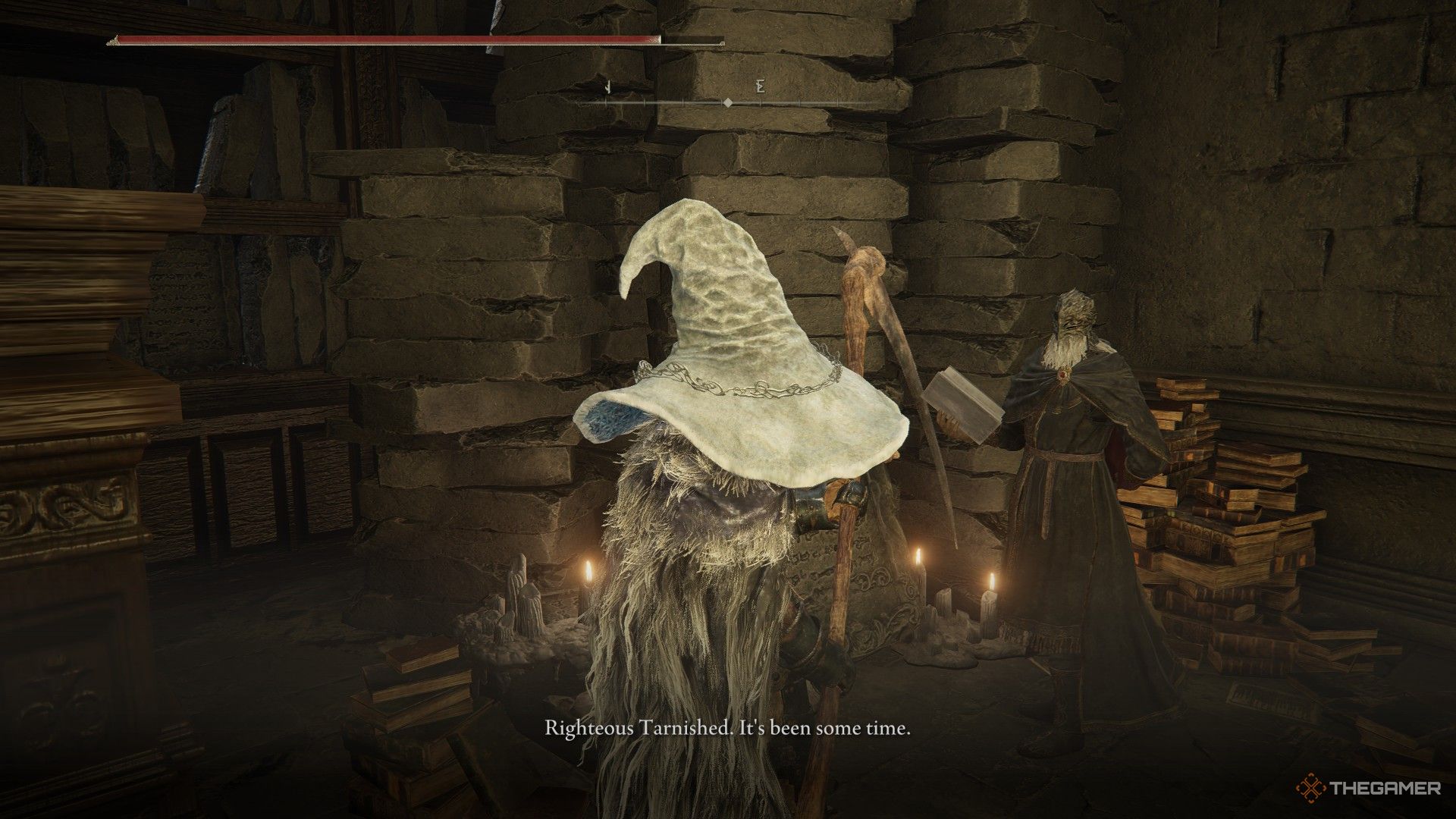 Player finds Ansbach in the Specimen Storehouse of Shadow Keep in Elden Ring: Shadow of the Erdtree.