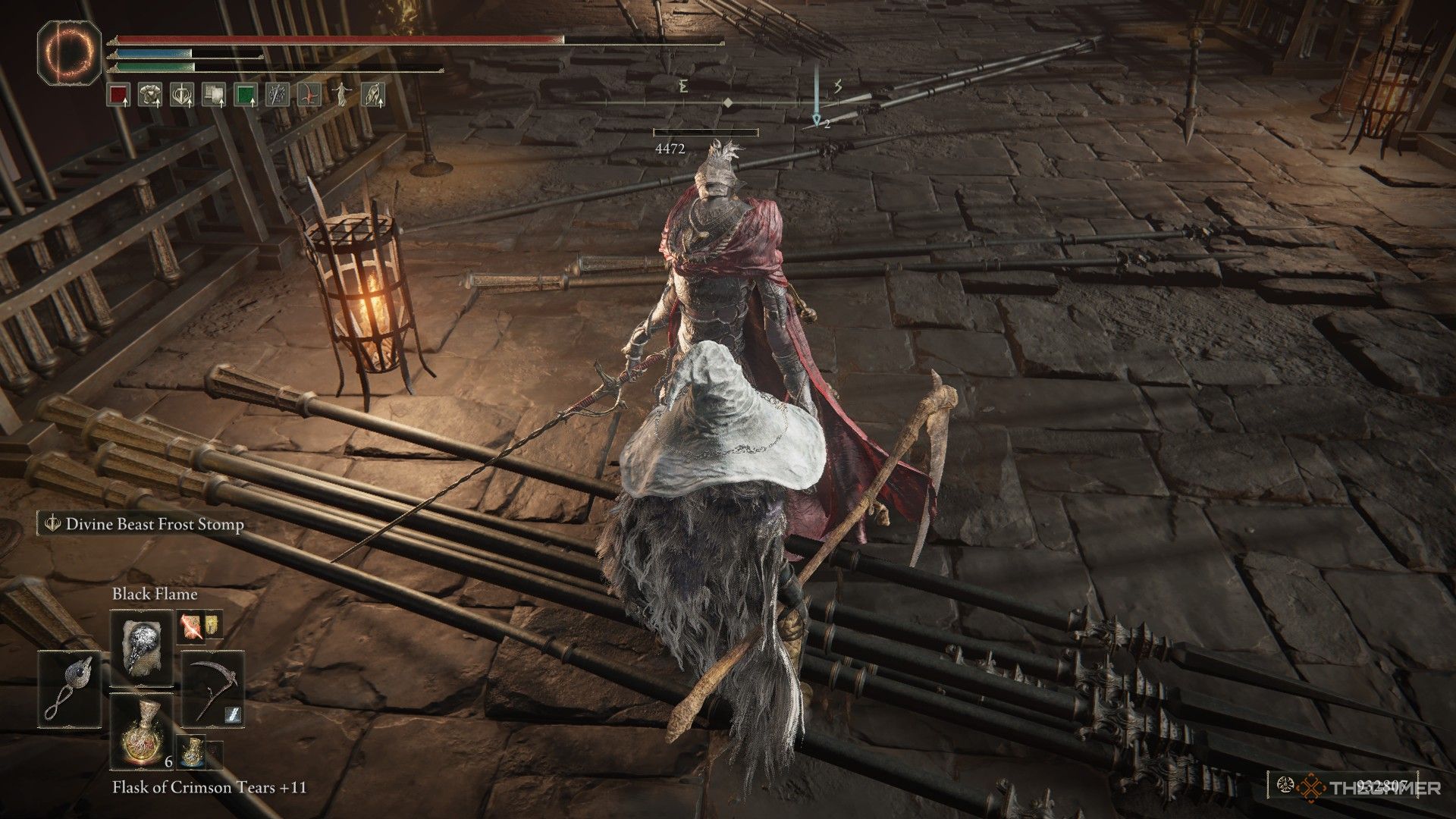 Player defeats a frostbitten Fire Knight at the end of Shadow Keep in Elden Ring: Shadow of the Erdtree.