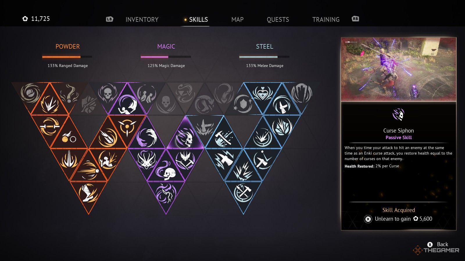 the Curse Siphon skill in Flintlock: The Siege of Dawn.