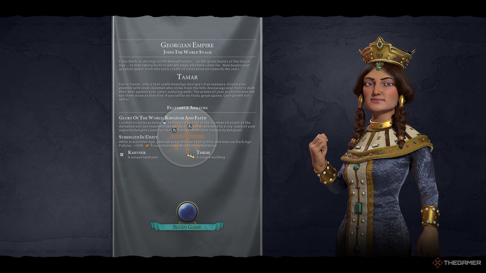 Tamar of Georgia's loading screen in Civilization 6