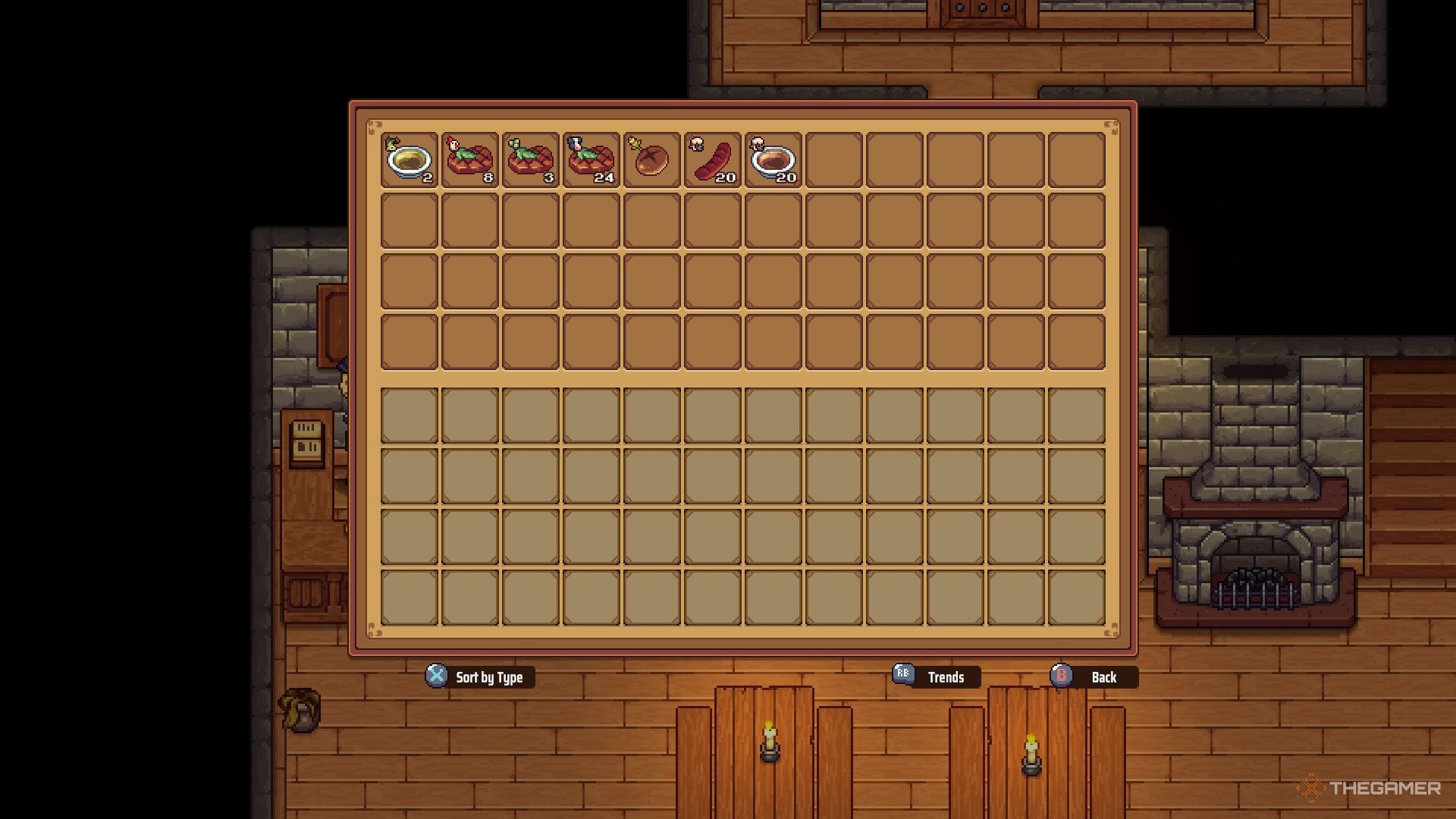 The menu in Travellers Rest that shows some food in stock. 