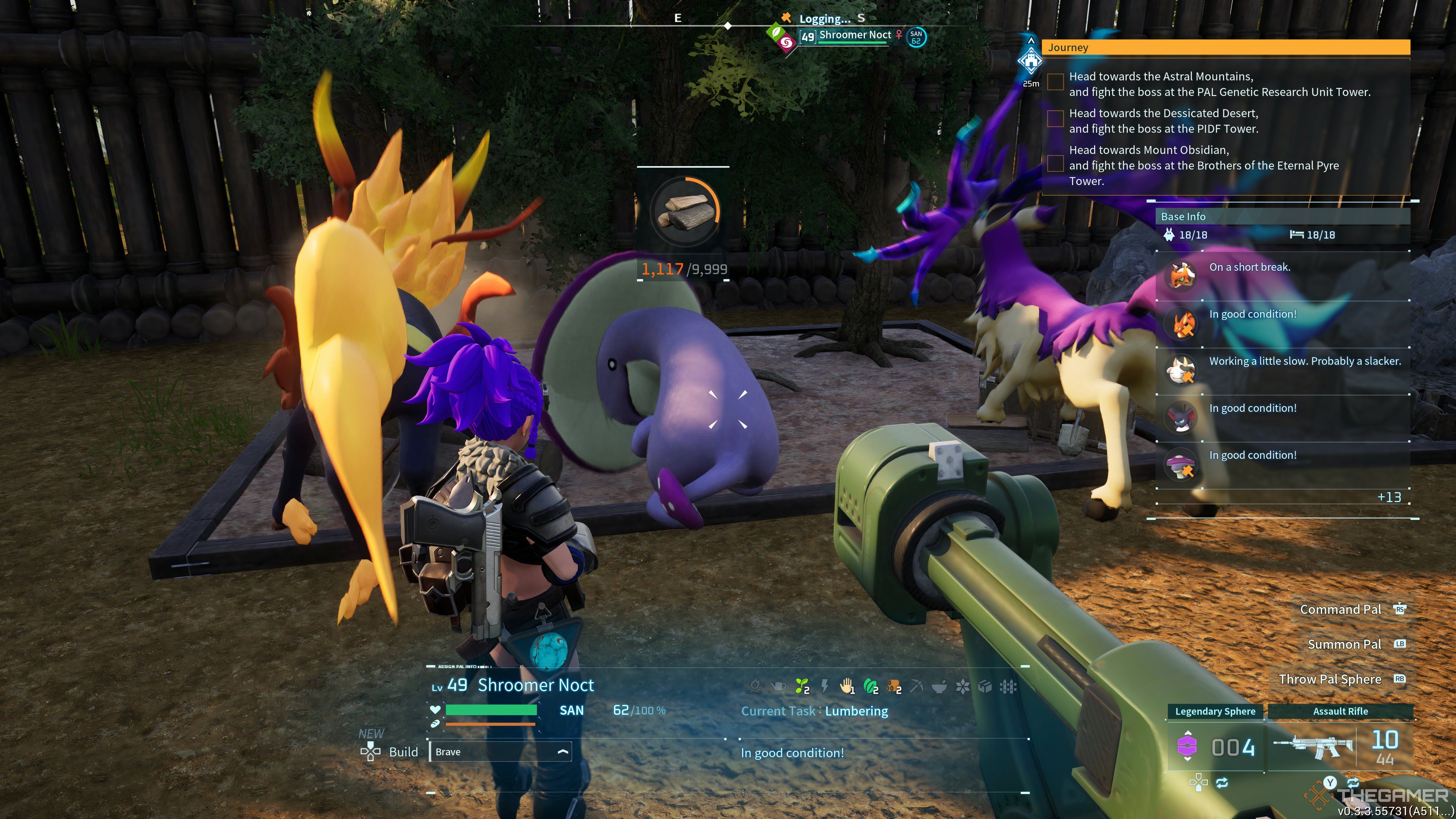 Watching the Shroomer Noct logging in Palworld