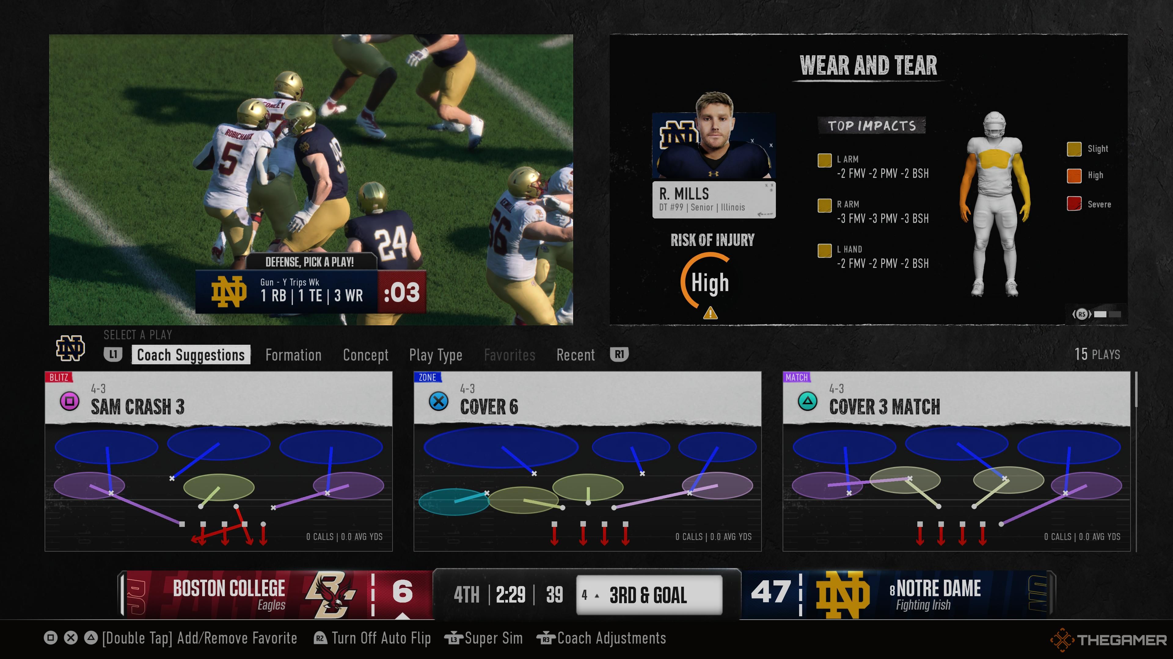 Mills from Notre Dame suffering from Wear and Tear in College Football 25.