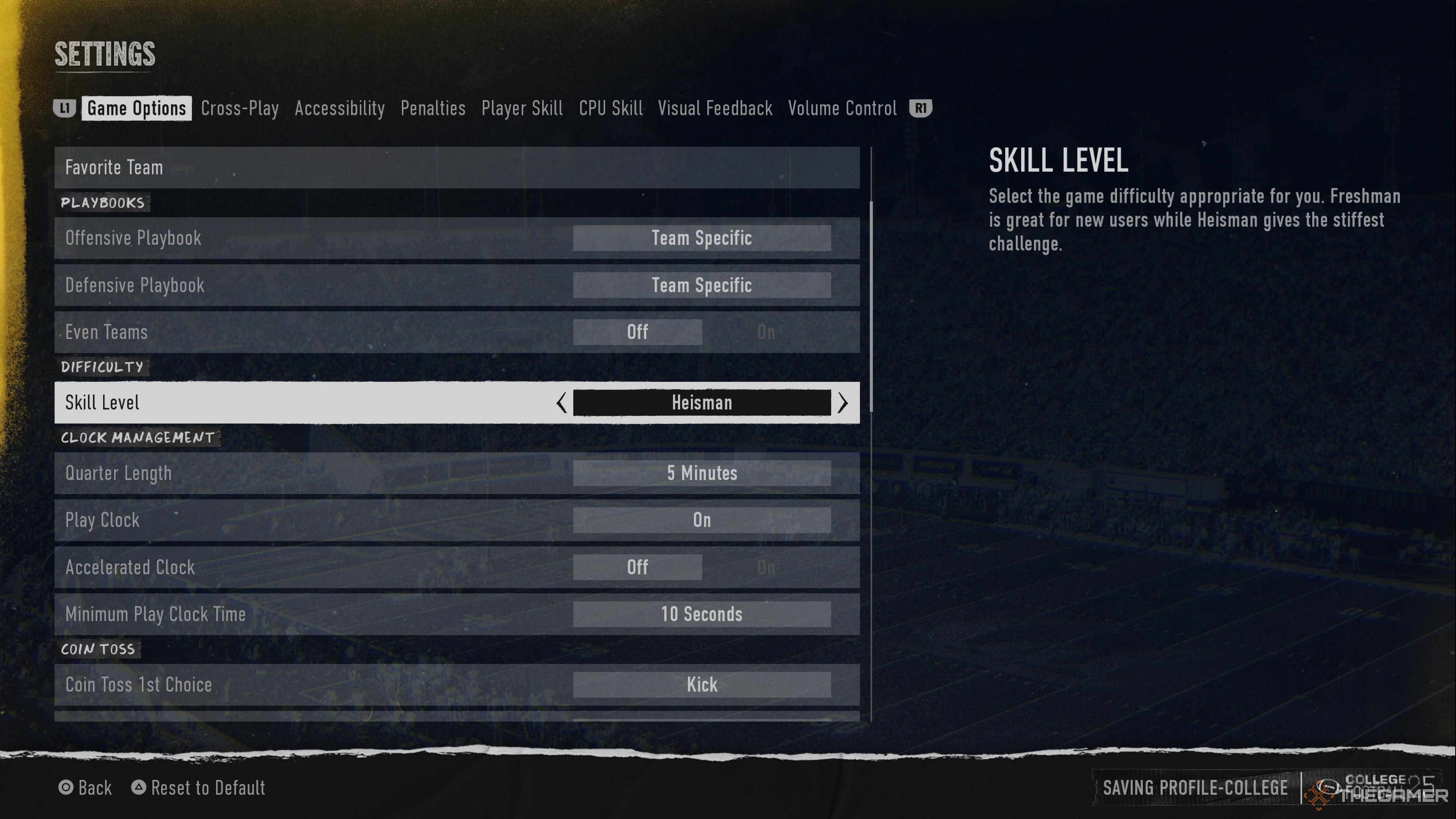Heisman difficulty in College Football 25.