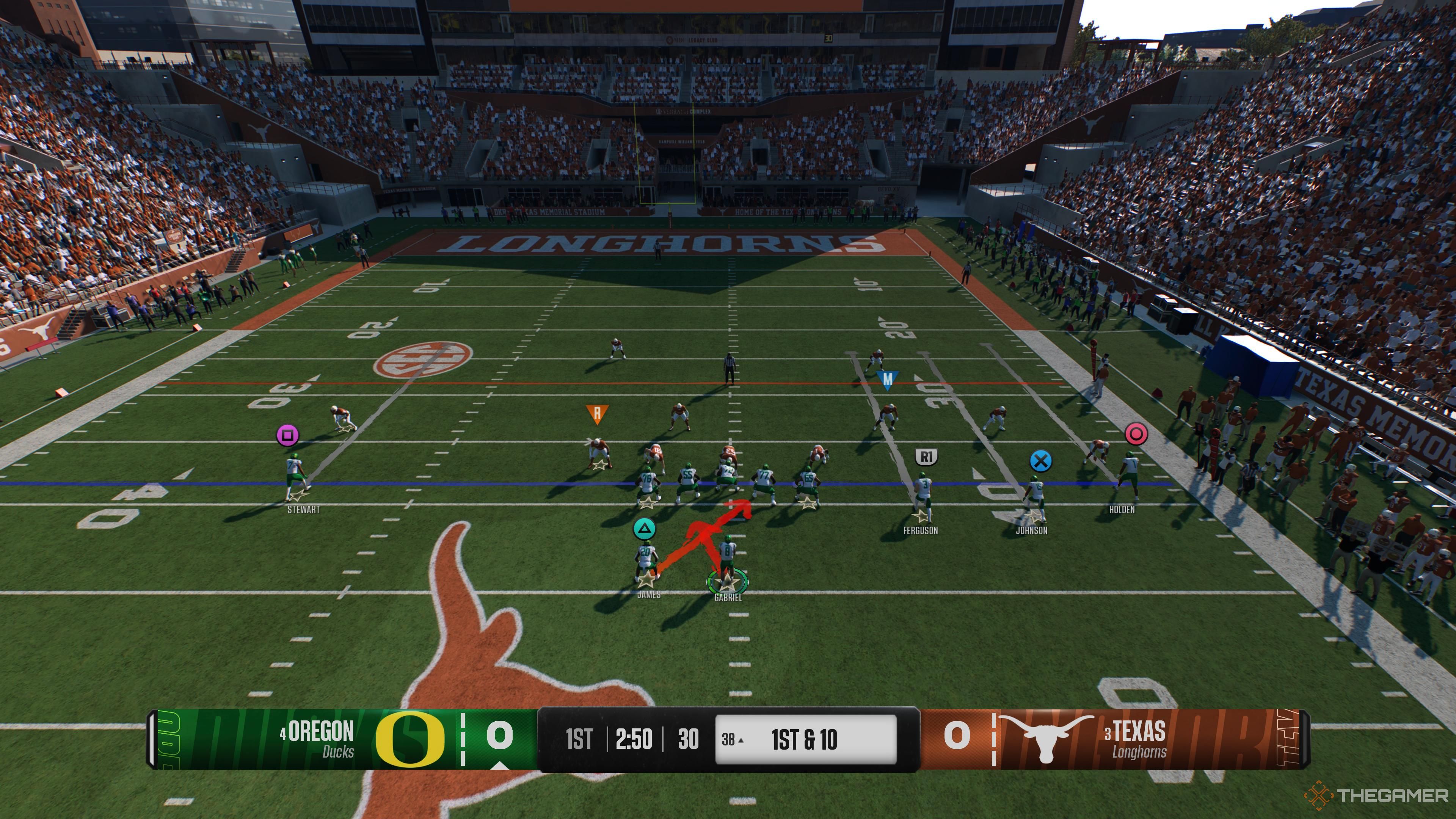 Run option play in College Football 25.