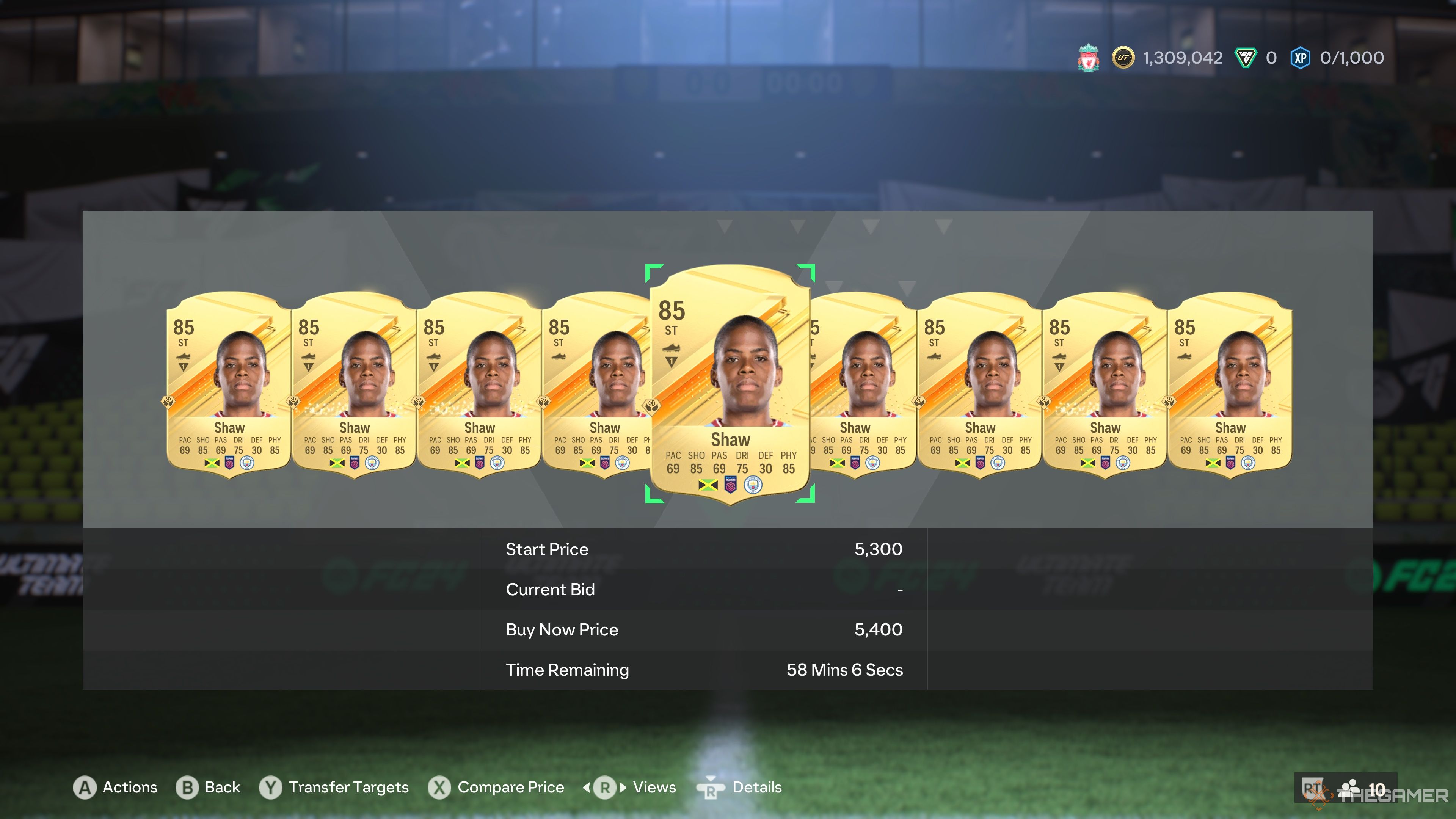 Khadija Shaw cards in the Transfer Search menu of EA Sports FC 24.