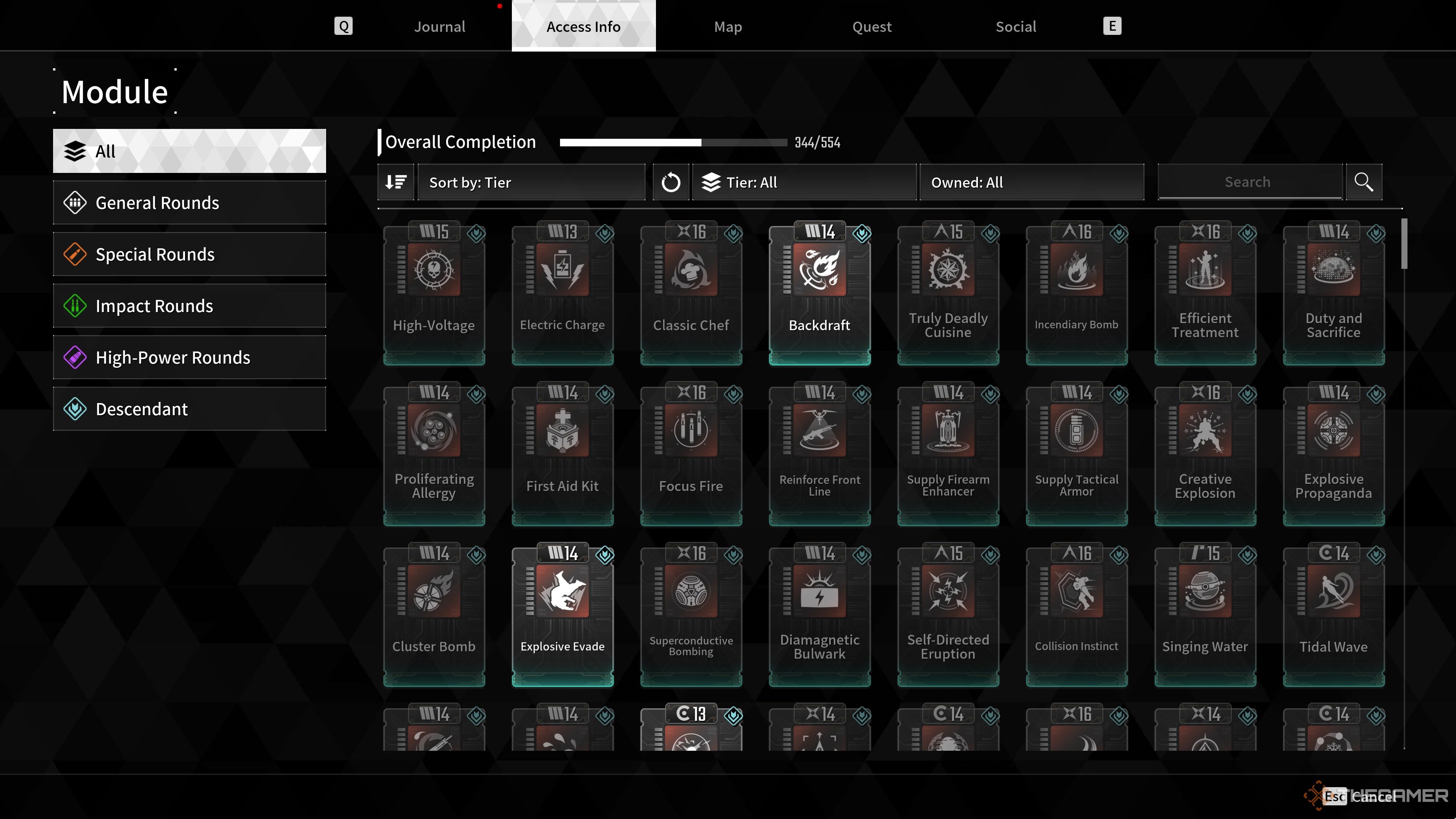 First Descendant Access Info Menu Modules