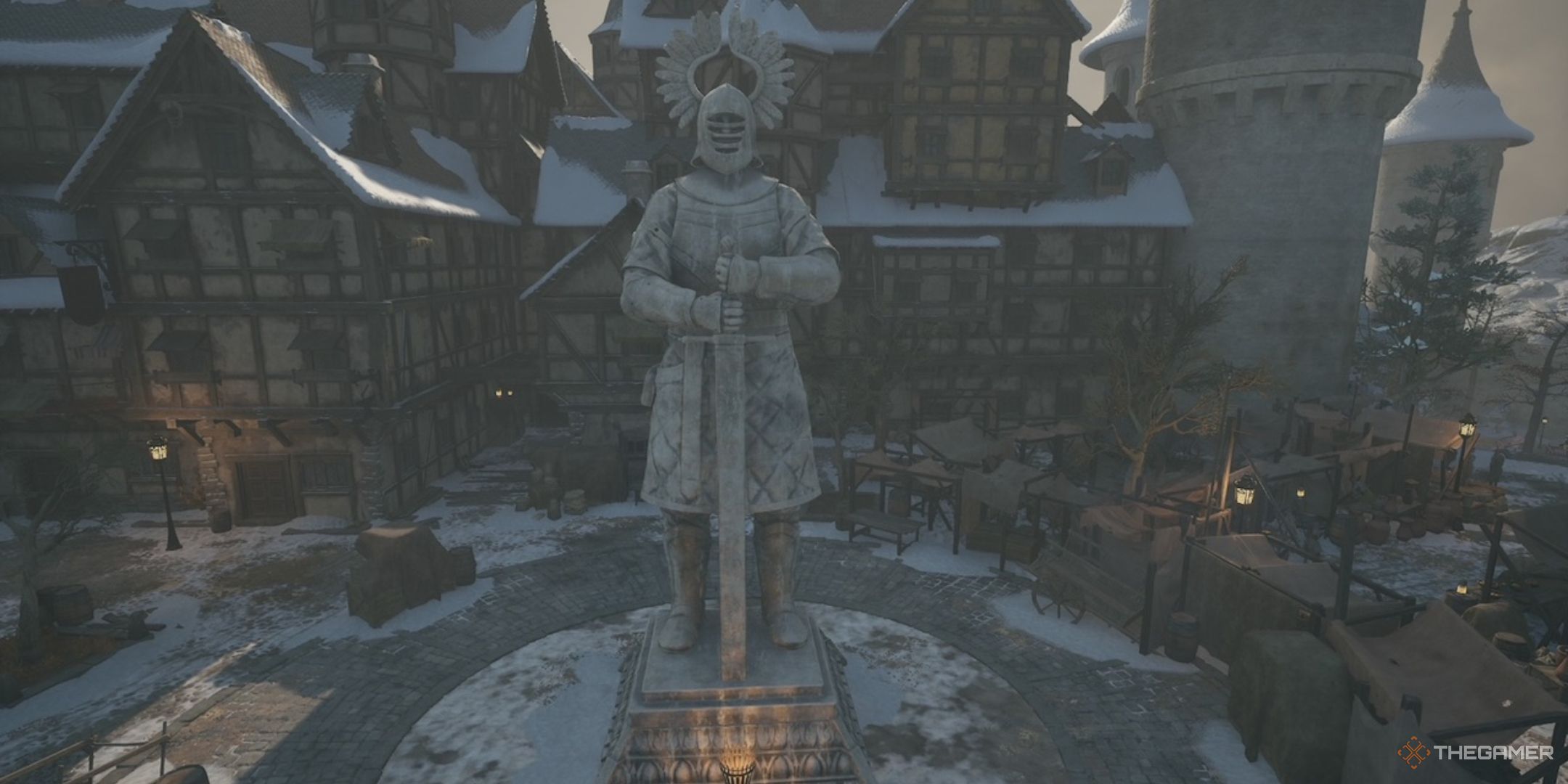 the statue of the stone herald in the city of writ in flintlock: the siege of dawn
