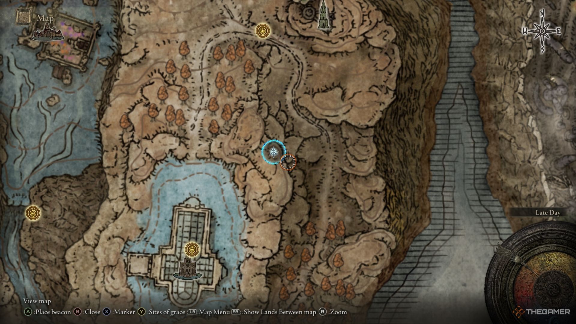 Shadow of the Erdtree map showing the location of Greasemonger's Bell Bearing in Elden Ring.