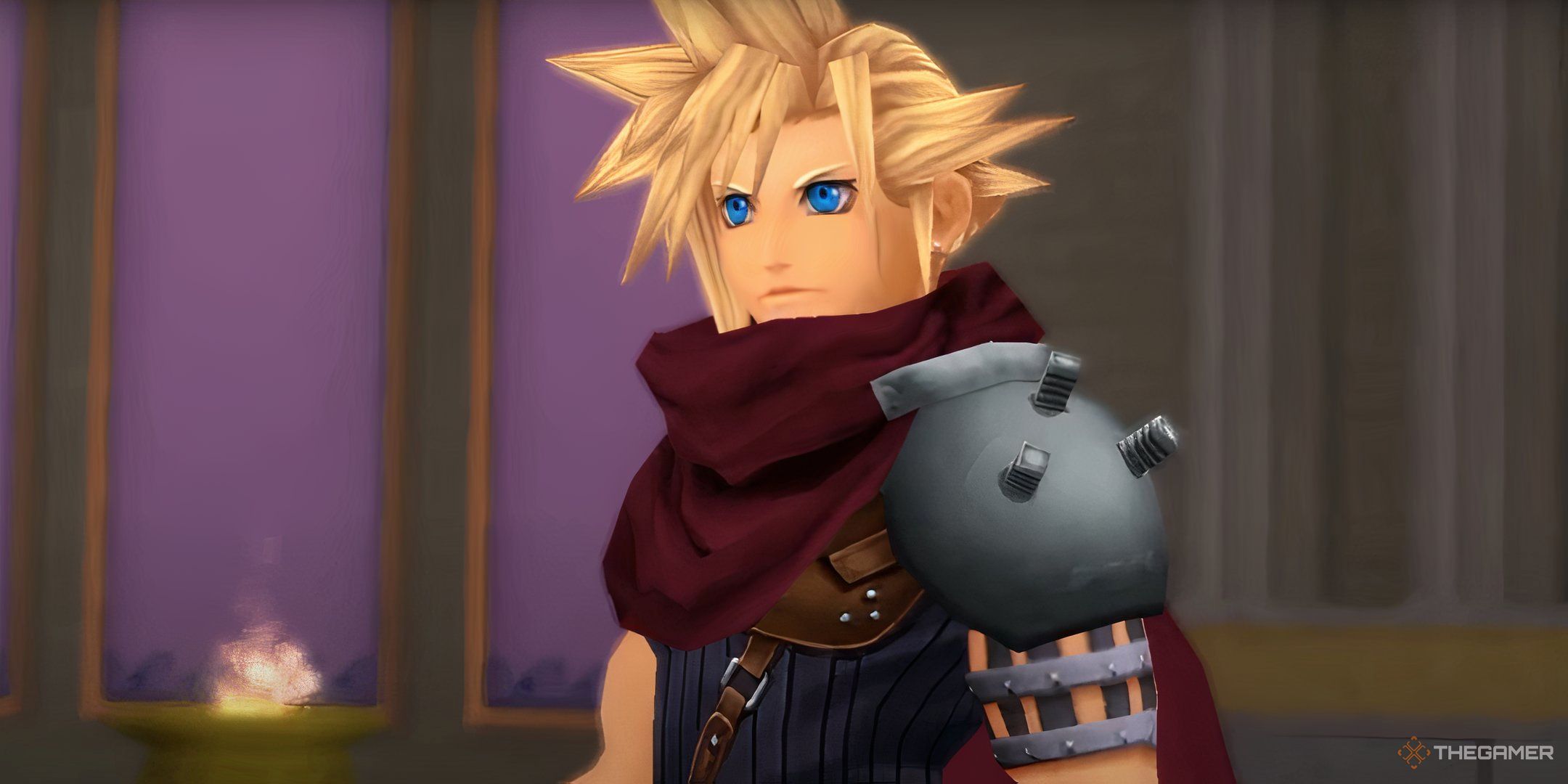 Cloud looking moody in Kingdom Hearts.